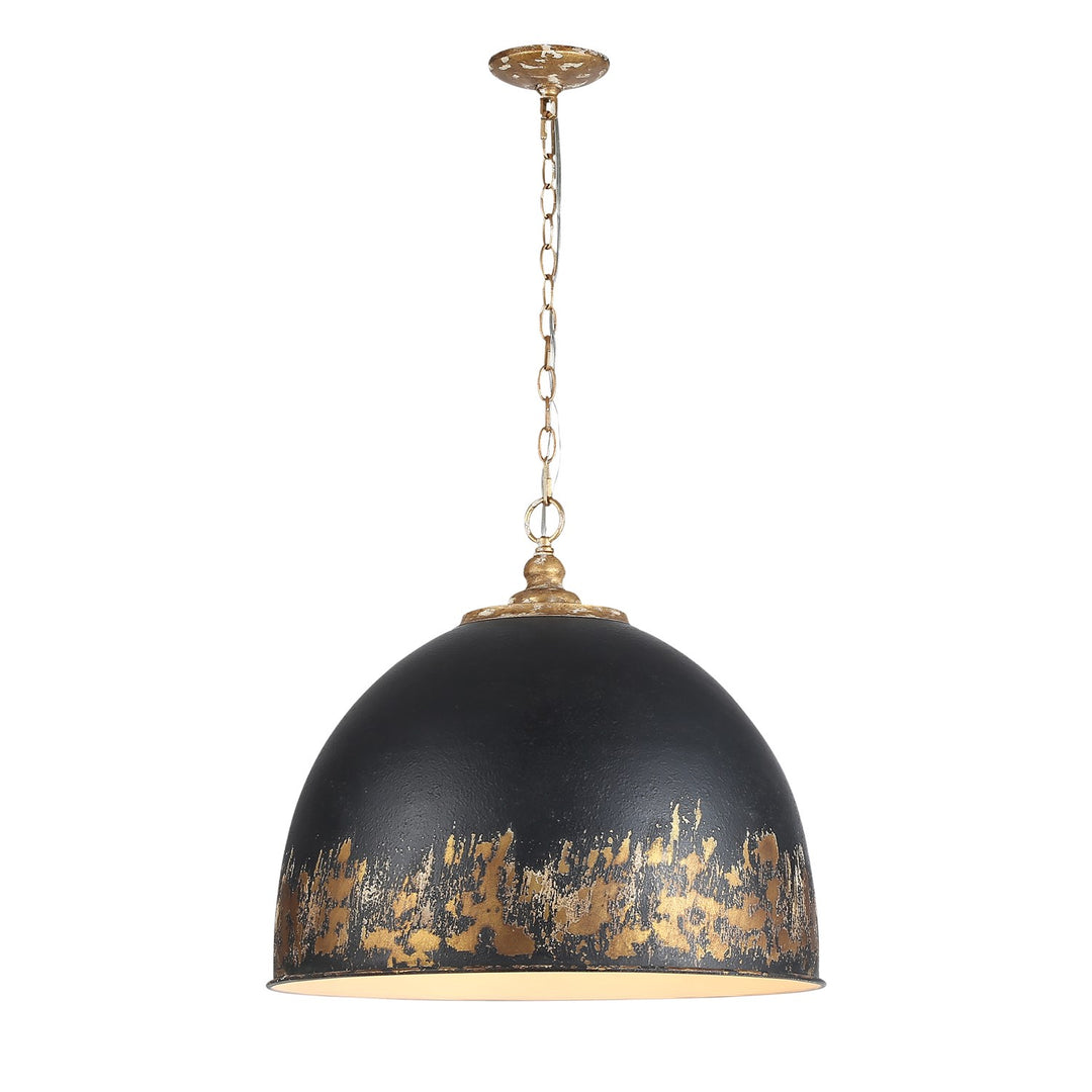5-Light Pendant In Vintage Gold With Weathered Black Iron by Golden