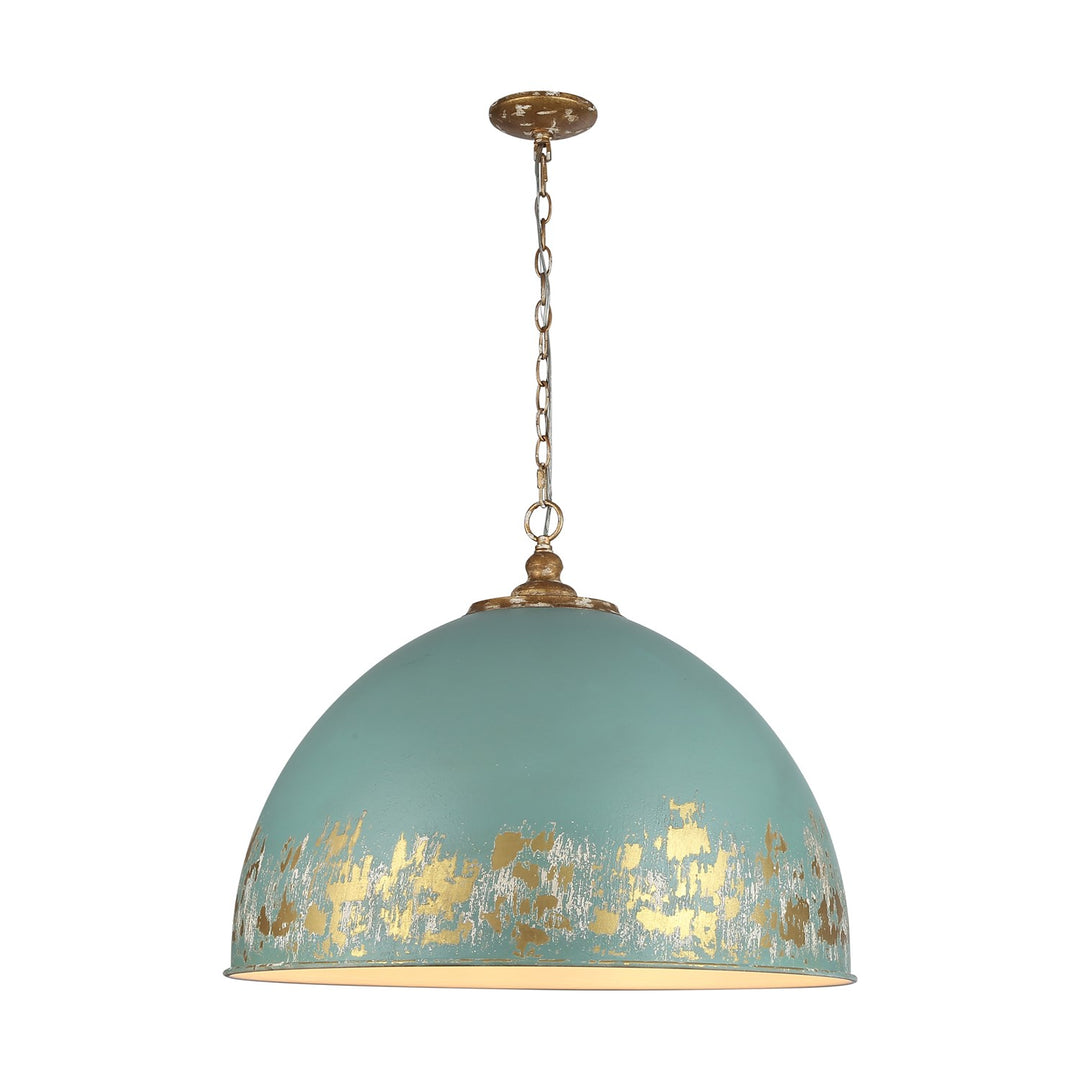8-Light Pendant In Vintage Gold With Teal by Golden