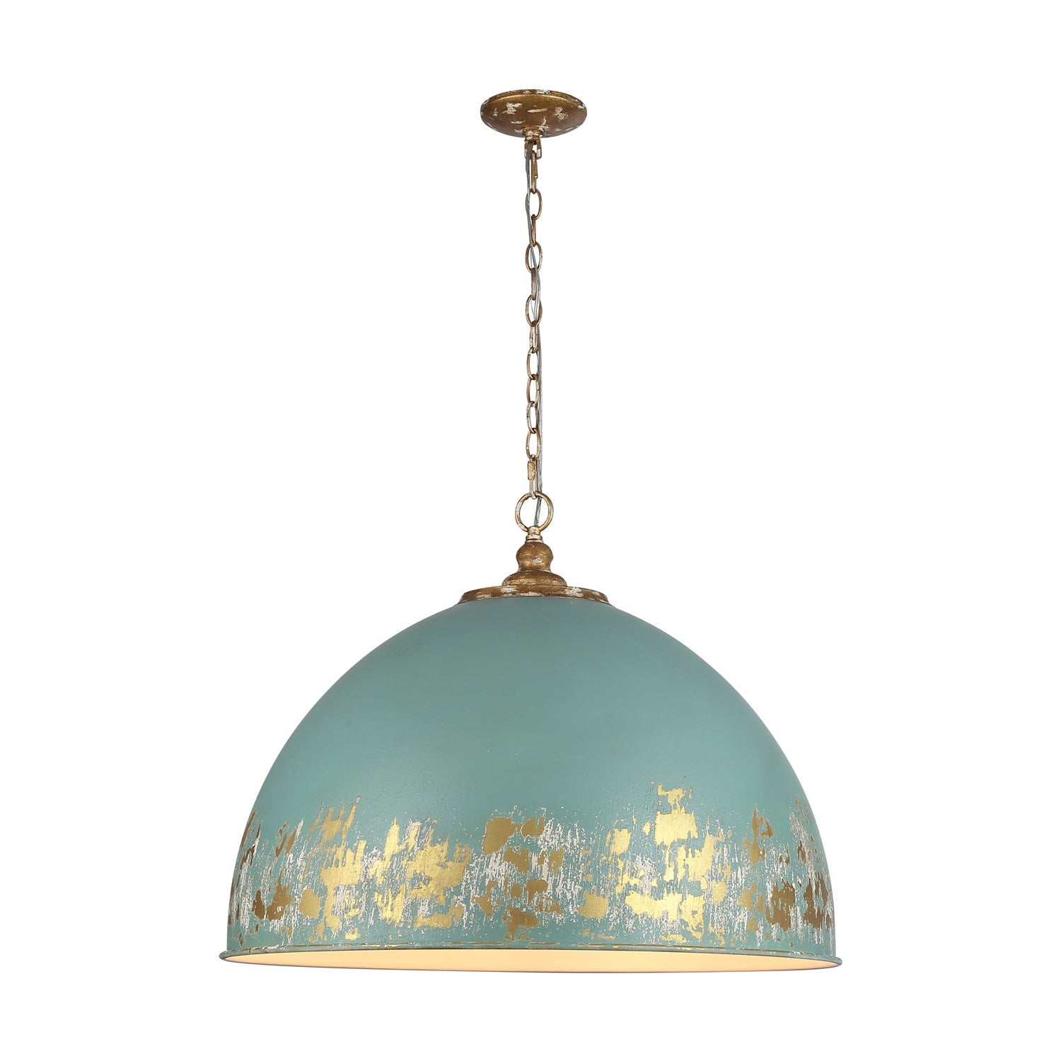 8-Light Pendant In Vintage Gold With Teal by Golden