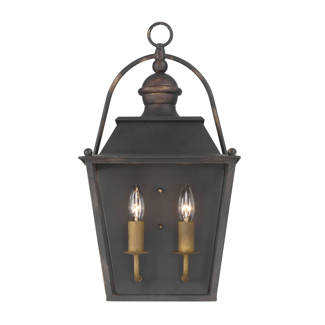 2 Light Wall Sconce In Antique Black Iron by Golden