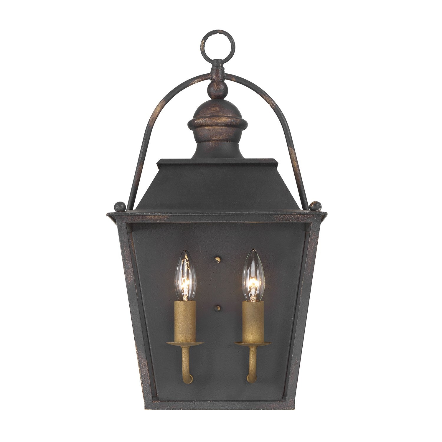 2 Light Wall Sconce In Antique Black Iron by Golden