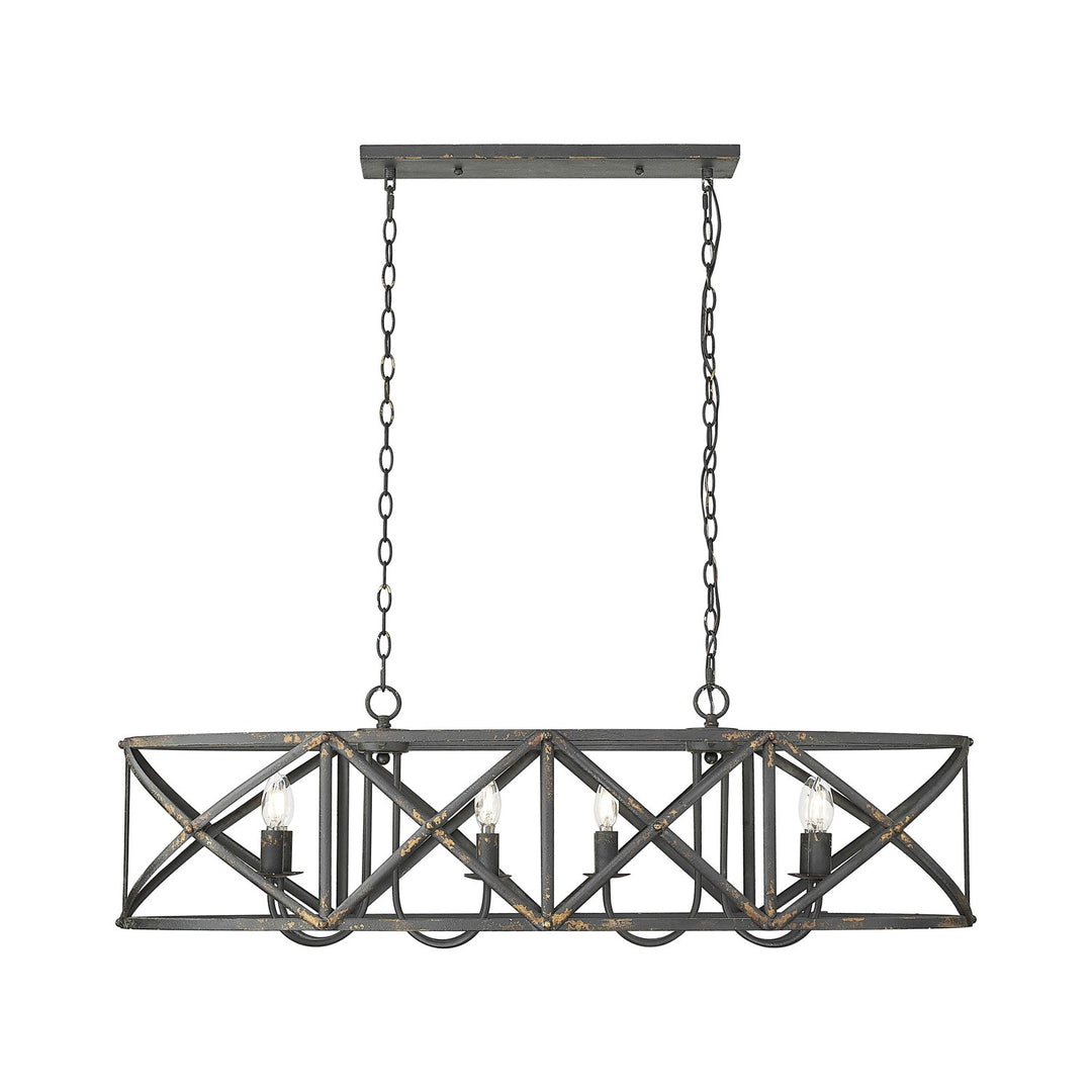 Linear Pendant In Antique Black Iron With No Shade by Golden