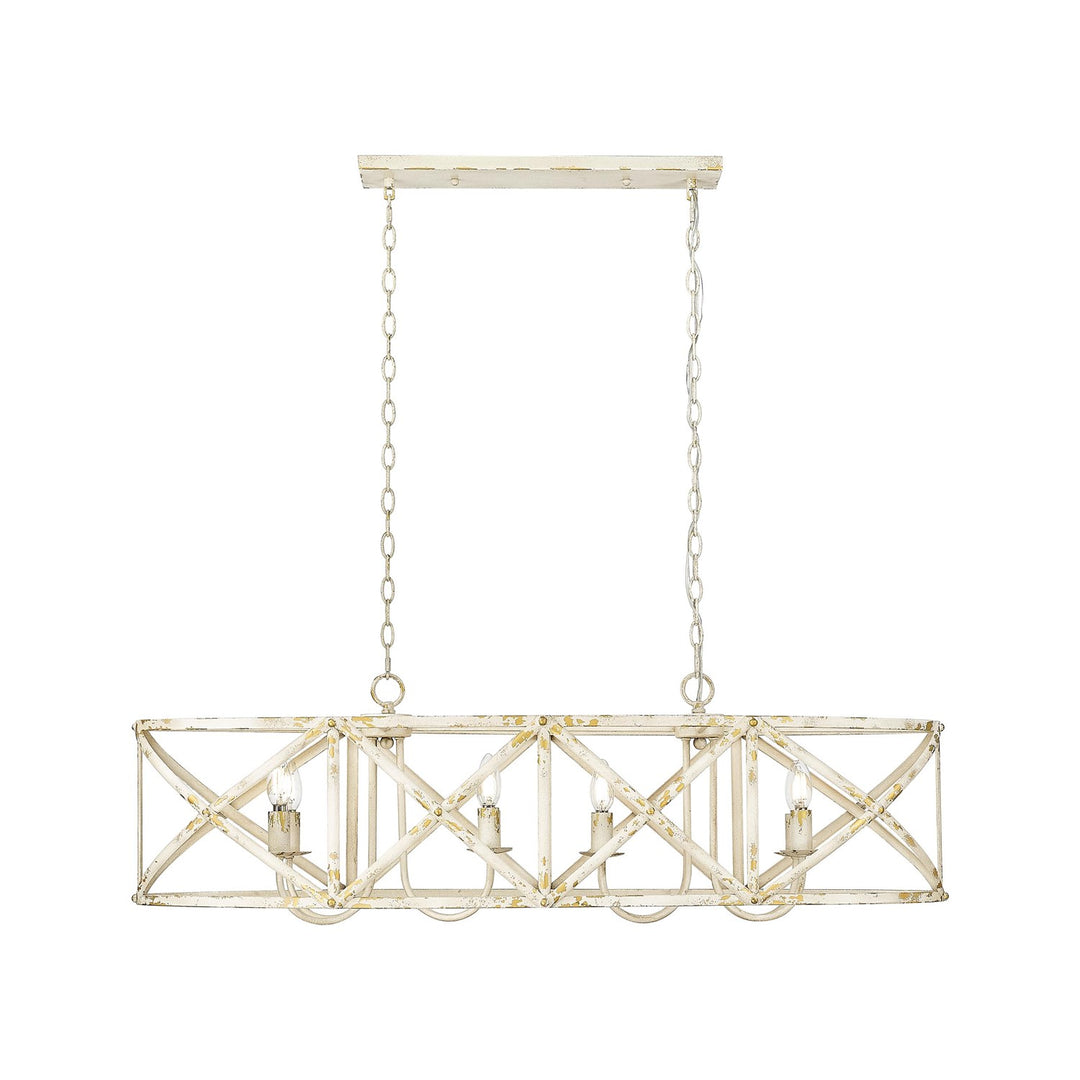 Linear Pendant In Antique Ivory With No Shade by Golden