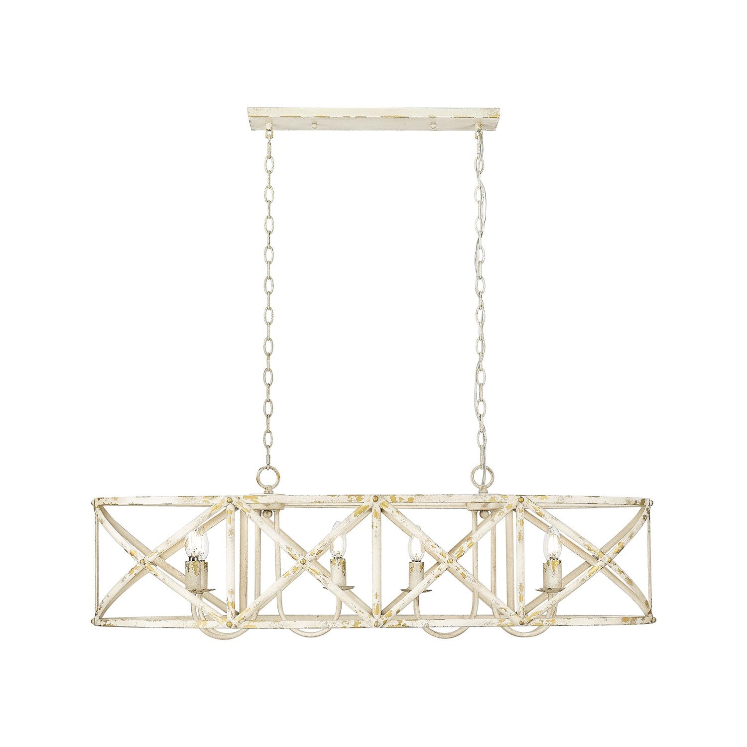 Linear Pendant In Antique Ivory With No Shade by Golden