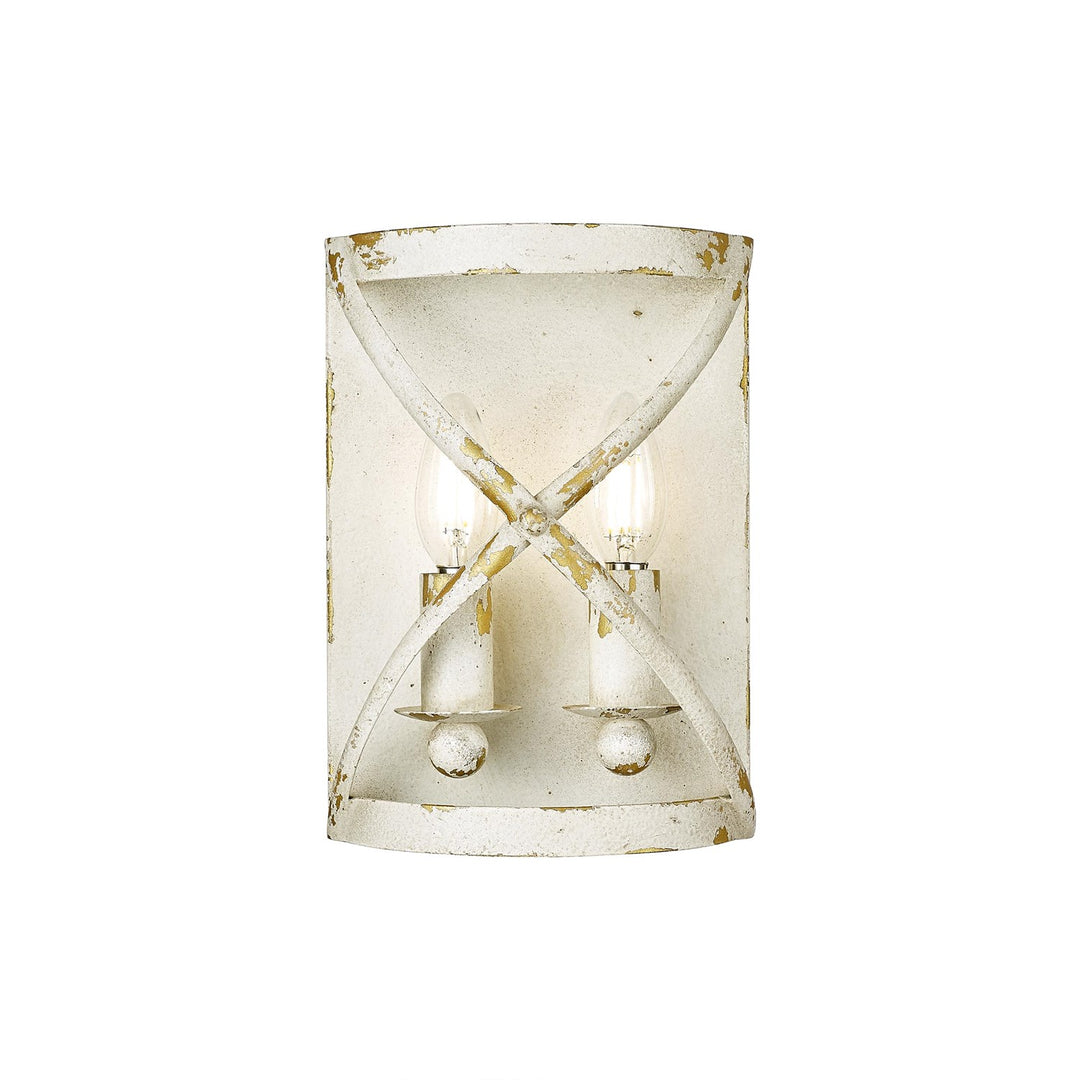 2 Light Wall Sconce In Antique Ivory With No Shade by Golden