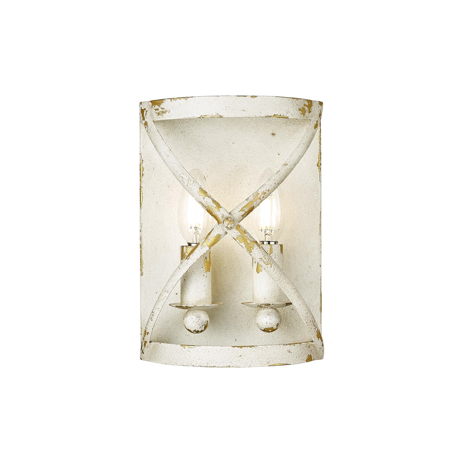2 Light Wall Sconce In Antique Ivory With No Shade by Golden