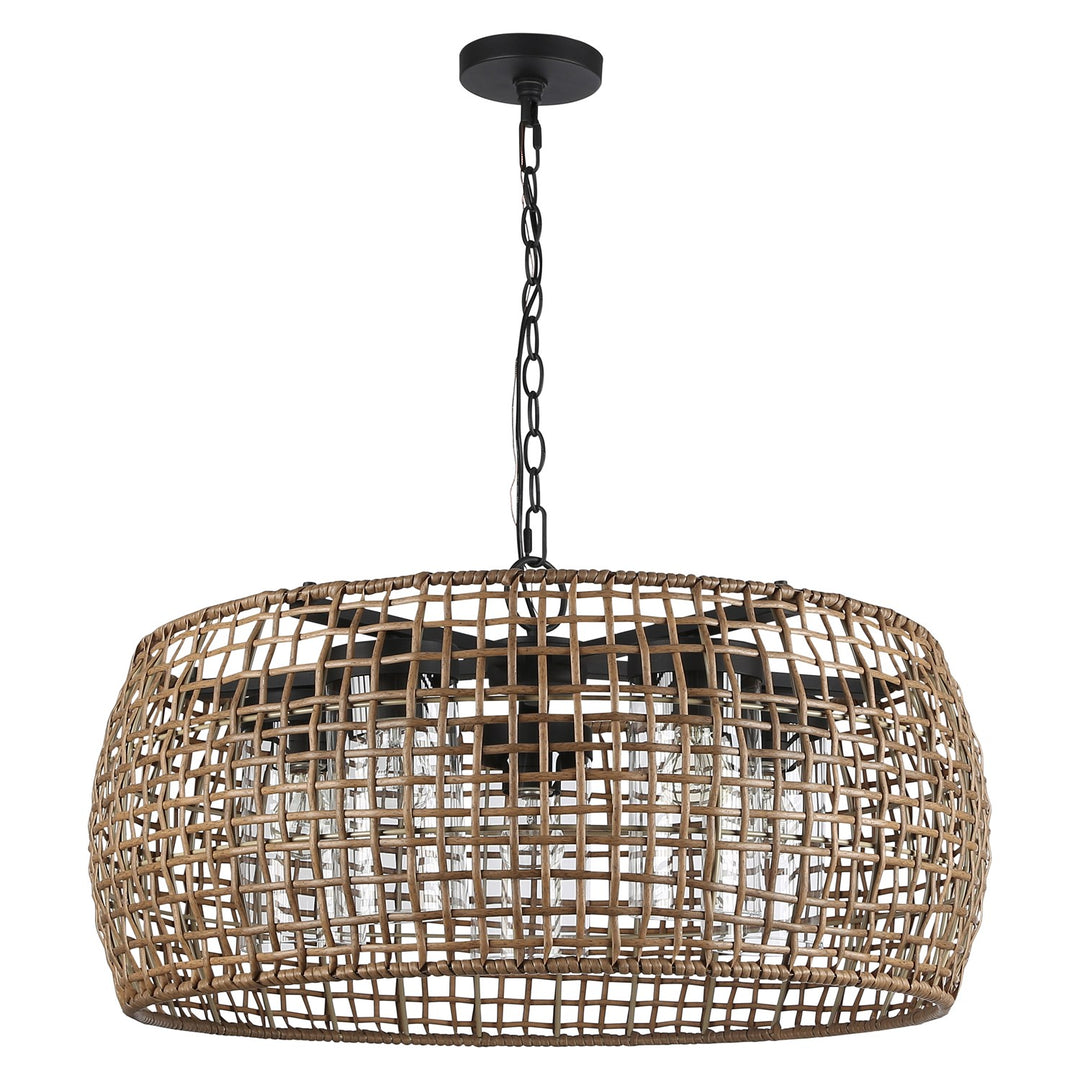 5 Light Pendant - Outdoor In Natural Black by Golden