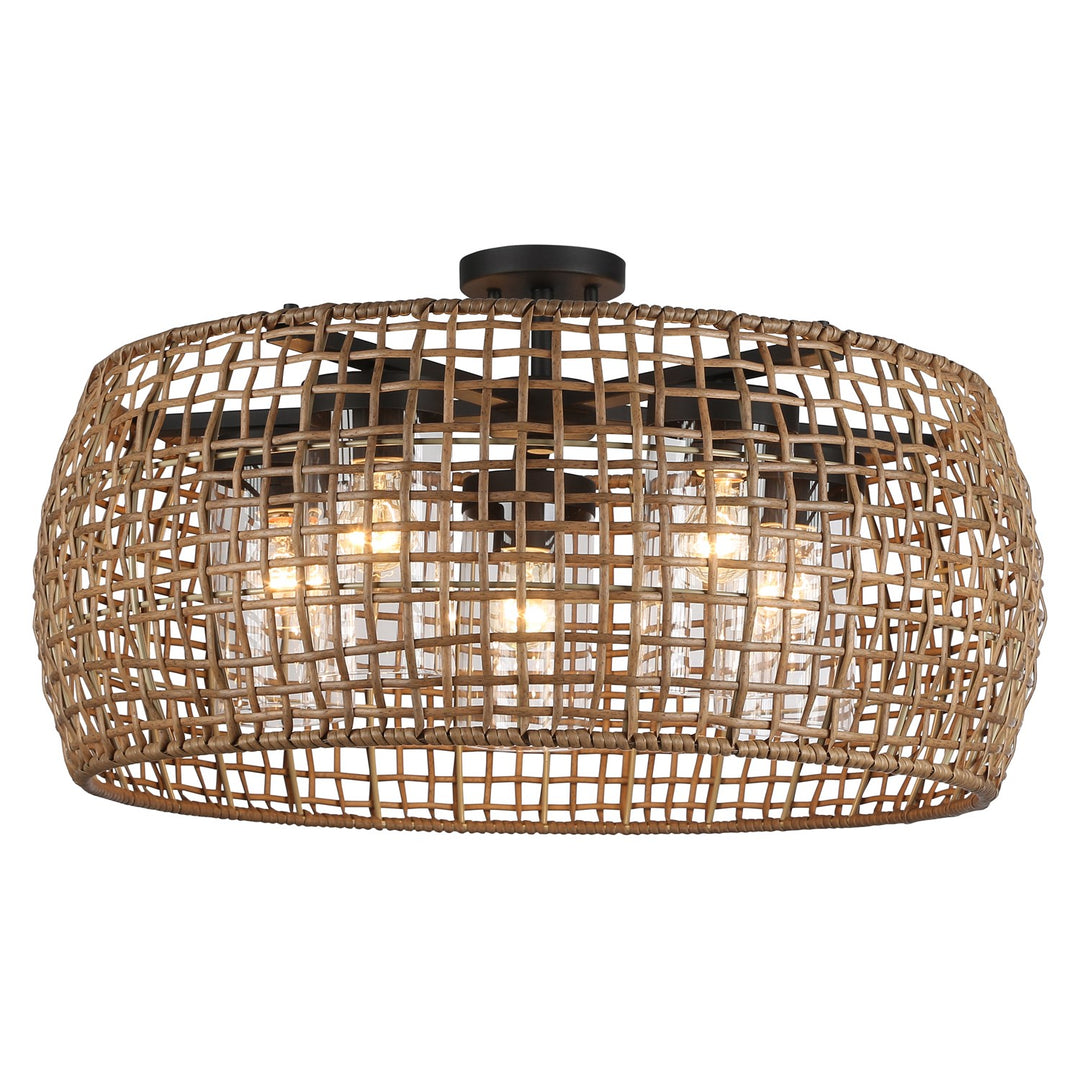 5 Light Semi-Flush - Outdoor In Natural Black by Golden
