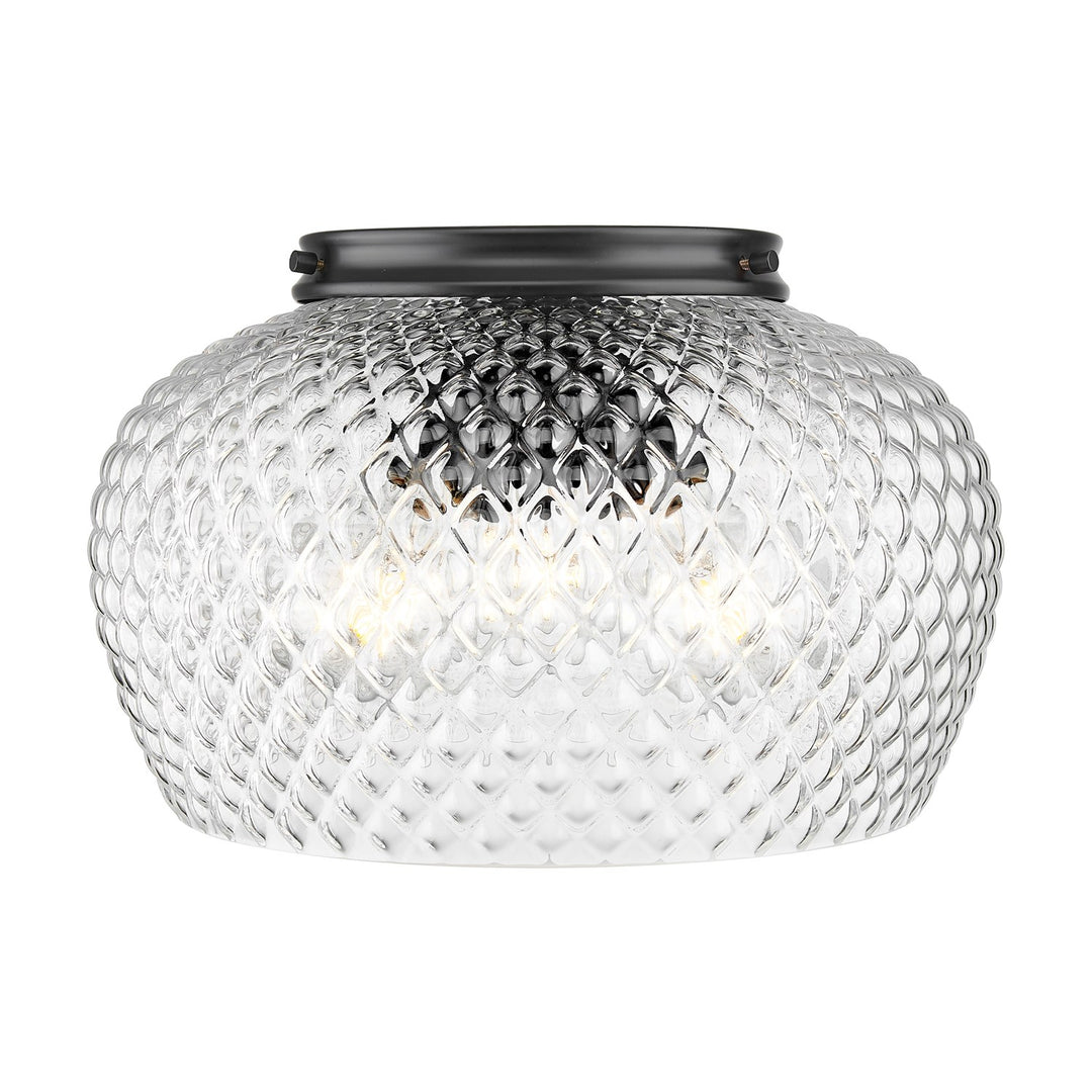 3 Light Flush Mount In Matte Black With Clear Glass Shade by Golden