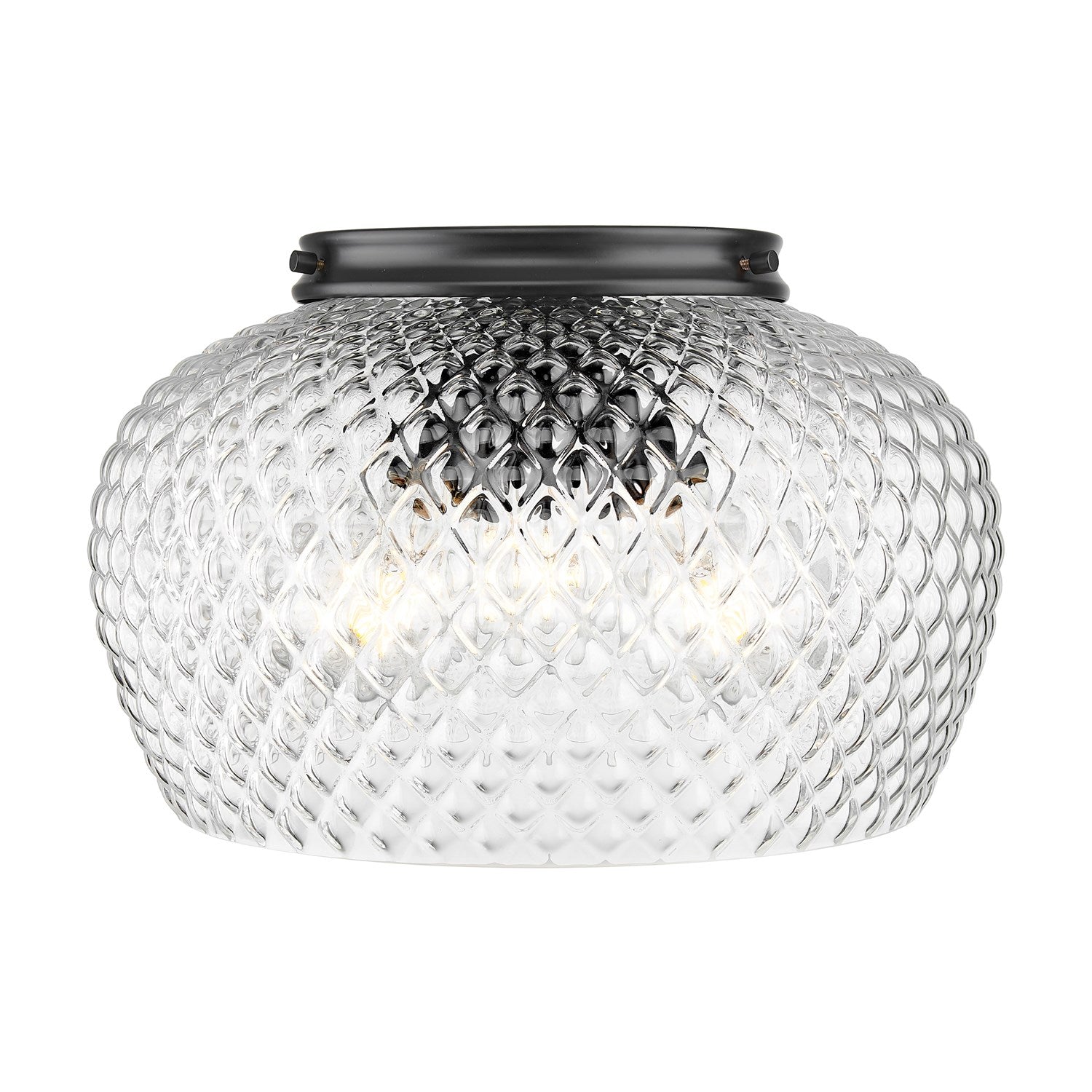 3 Light Flush Mount In Matte Black With Clear Glass Shade by Golden