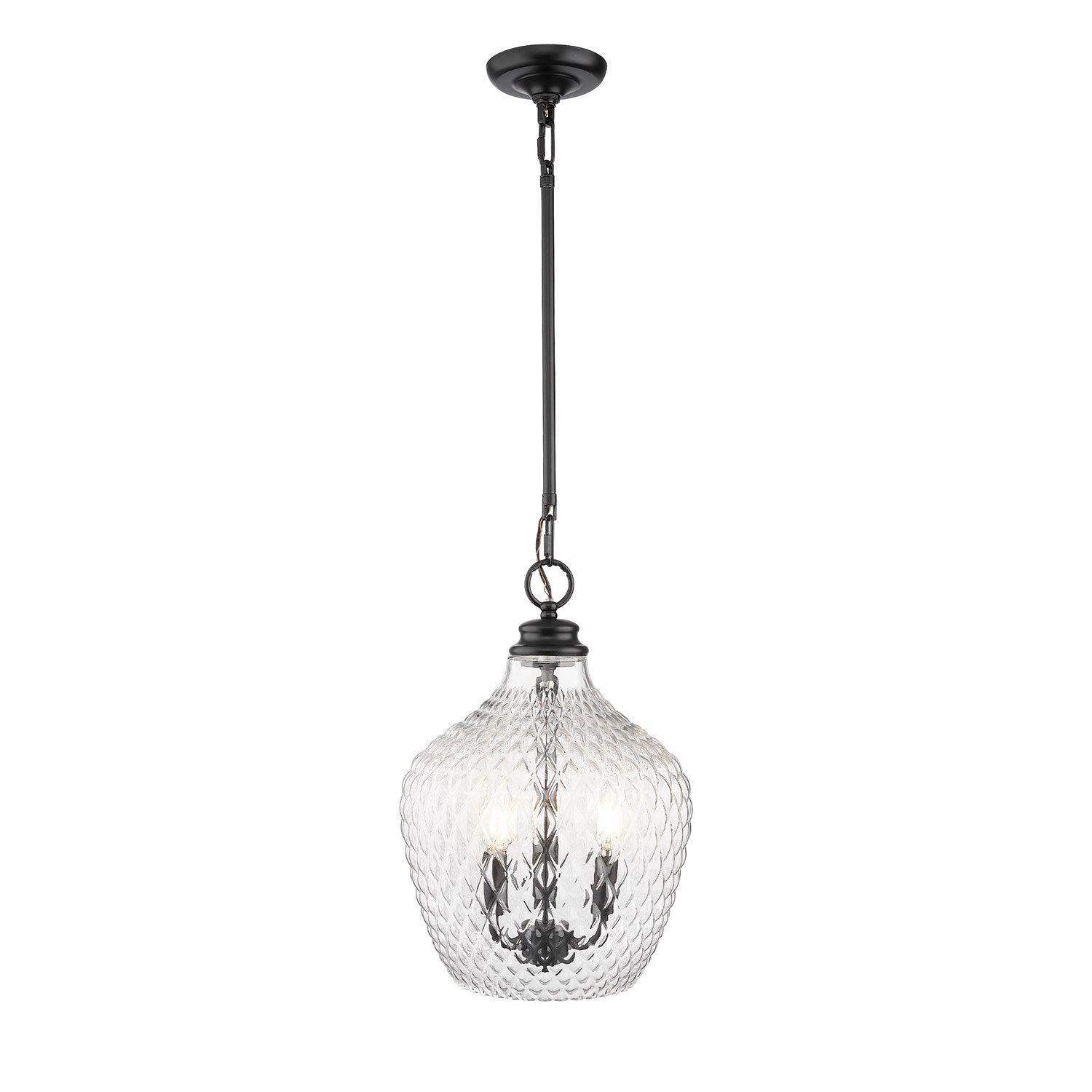 3-Light Pendant In Matte Black With Clear Glass by Golden