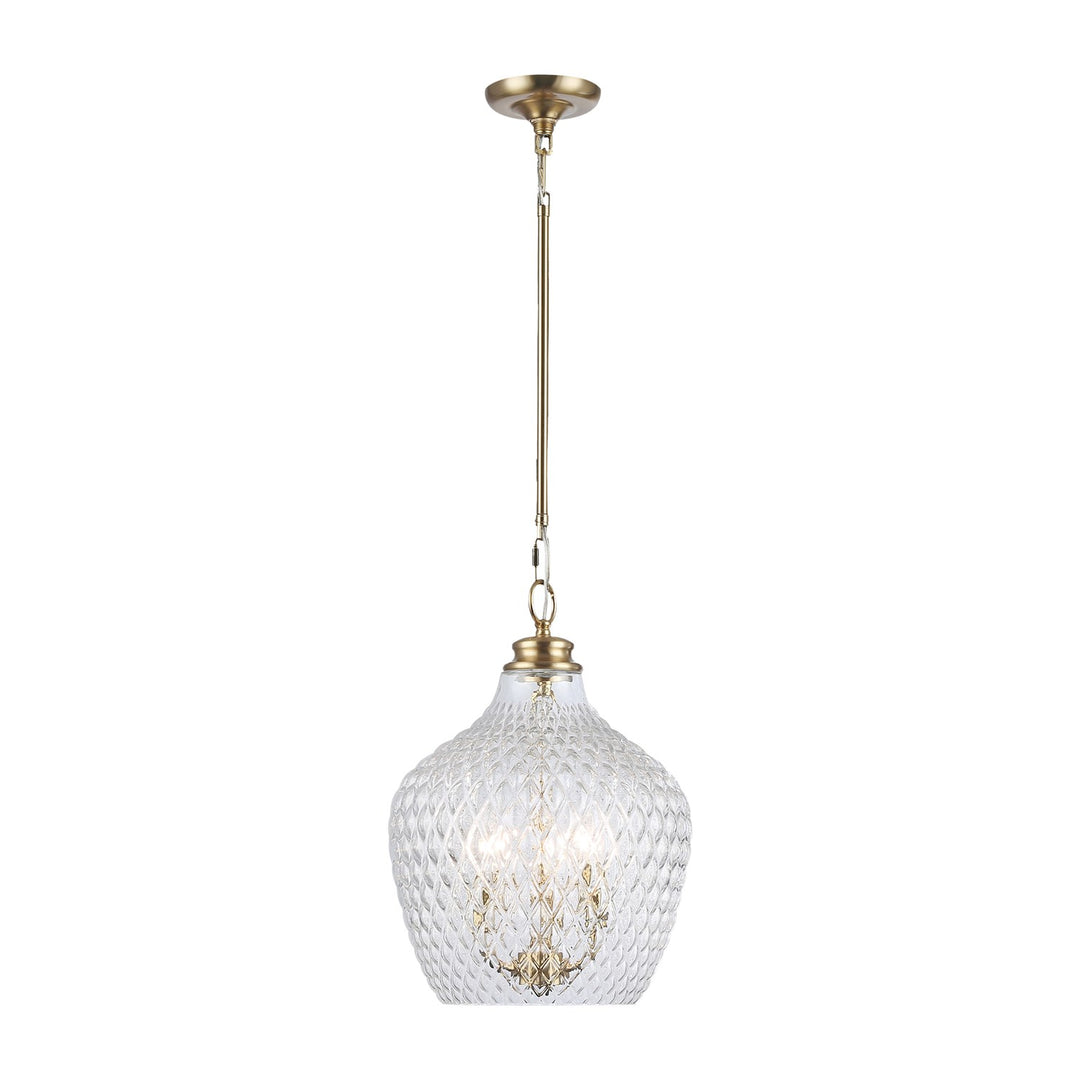 3-Light Pendant In Modern Brushed Gold With Clear Glass by Golden