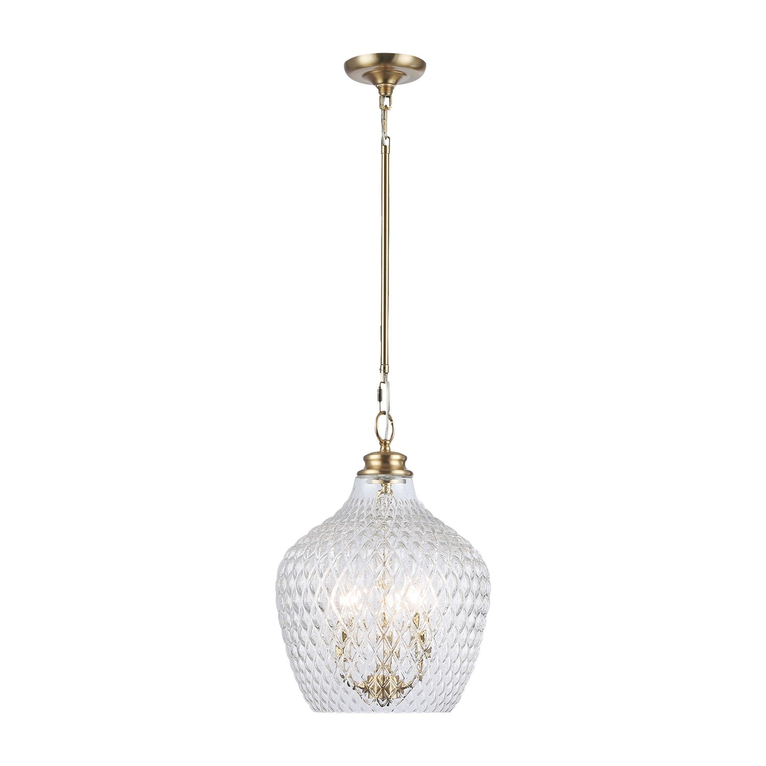 3-Light Pendant In Modern Brushed Gold With Clear Glass by Golden
