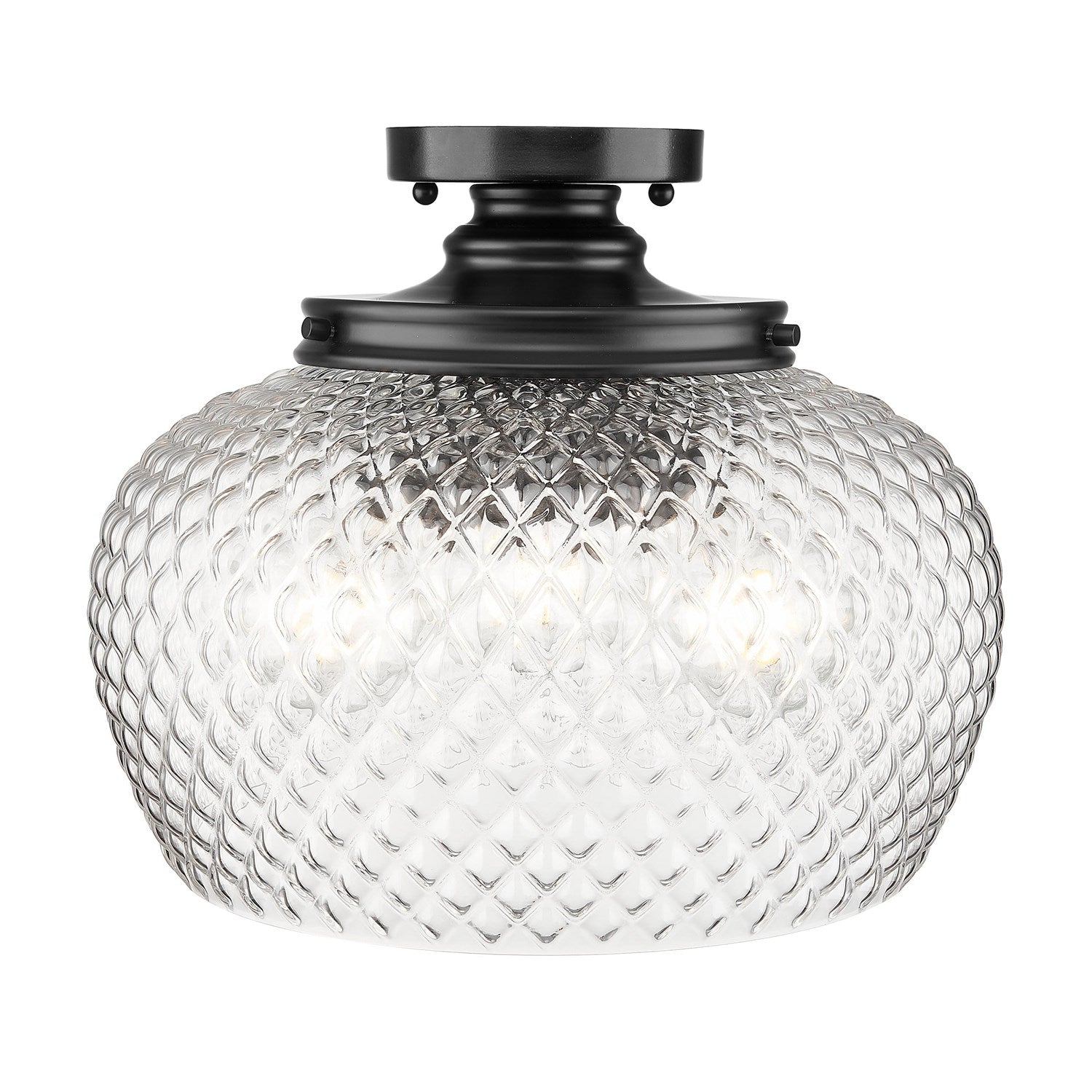 3 Light Semi-Flush In Matte Black With Clear Glass Shade by Golden