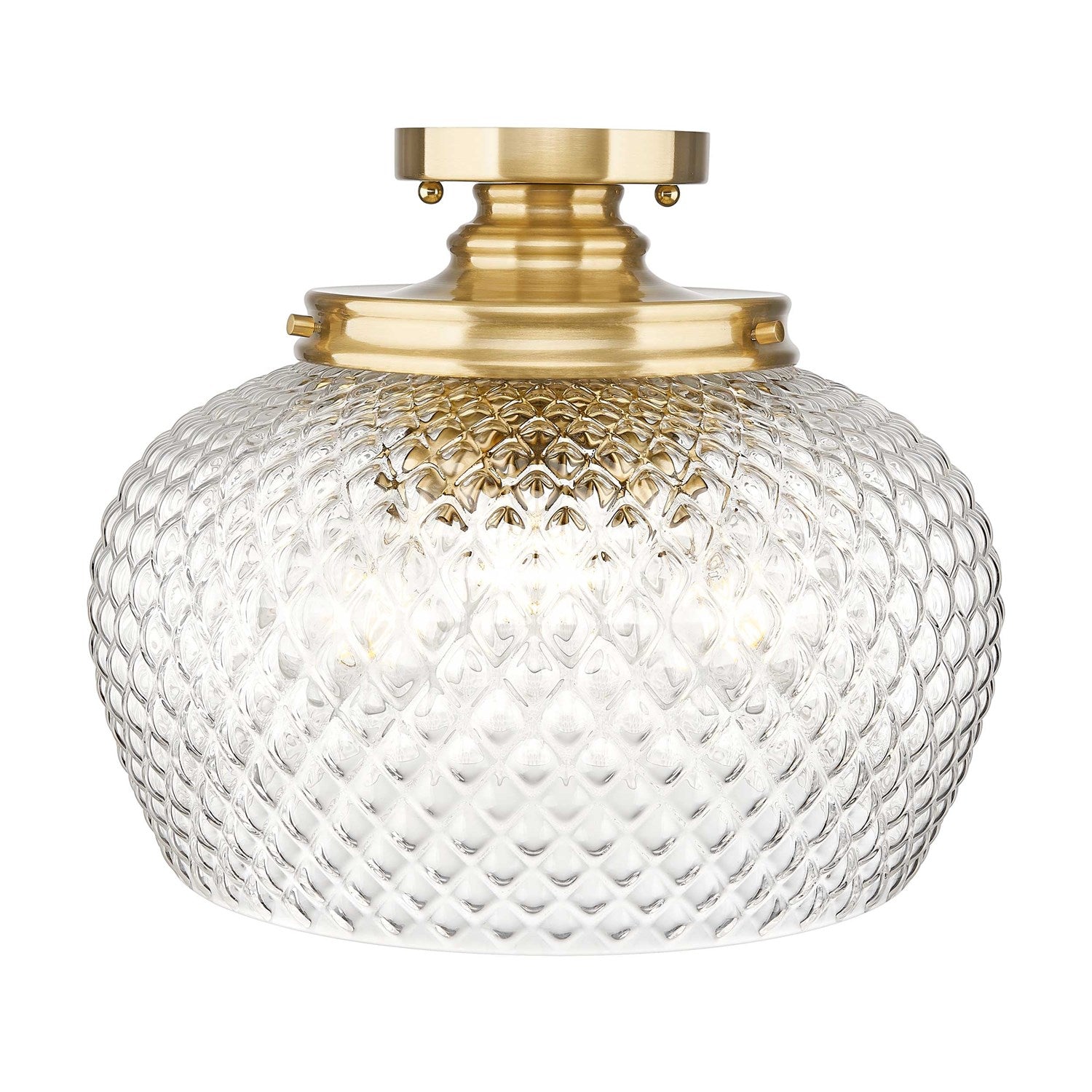 3 Light Semi-Flush In Modern Brushed Gold With Clear Glass Shade by Golden