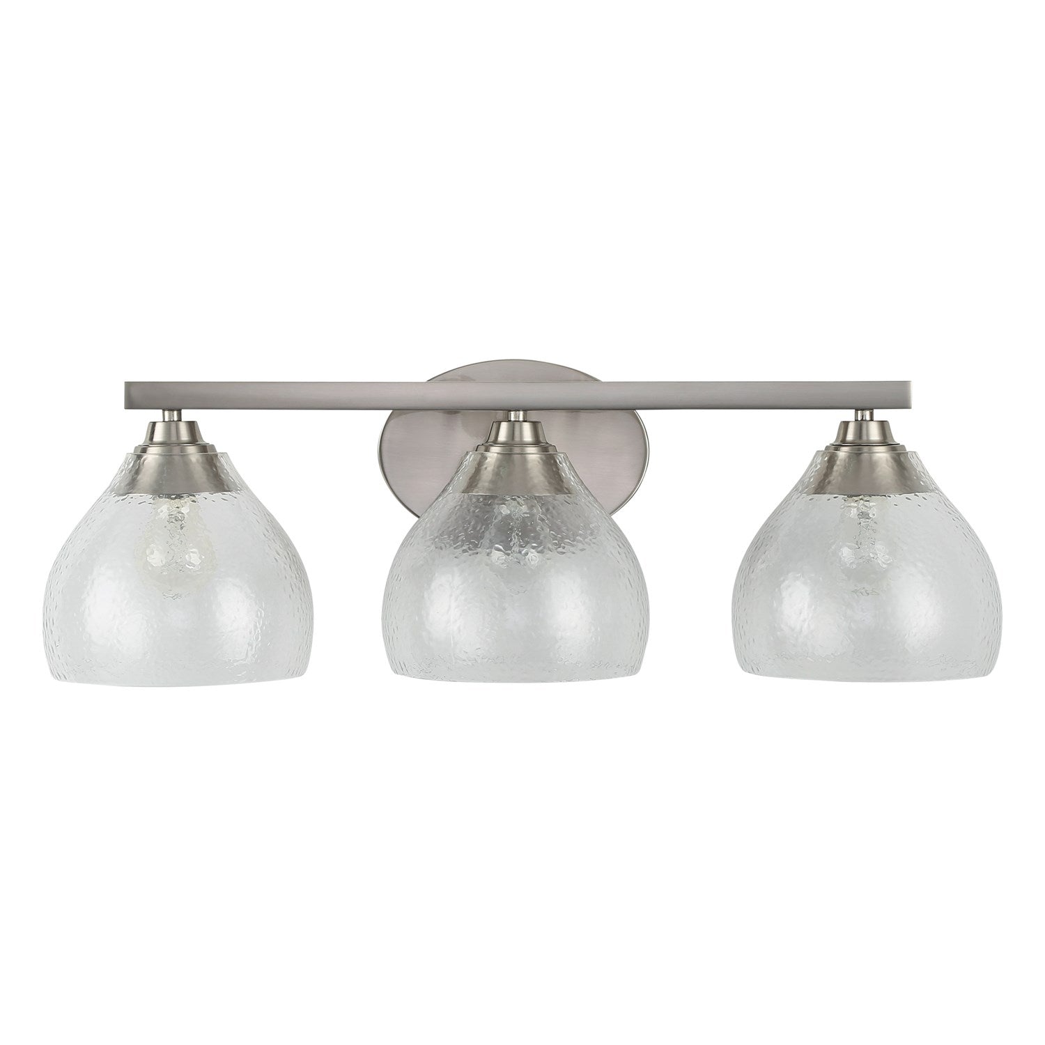 Pw 3 Light Bath Vanity In Pewter With Hammered Clear Glass Shade by Golden