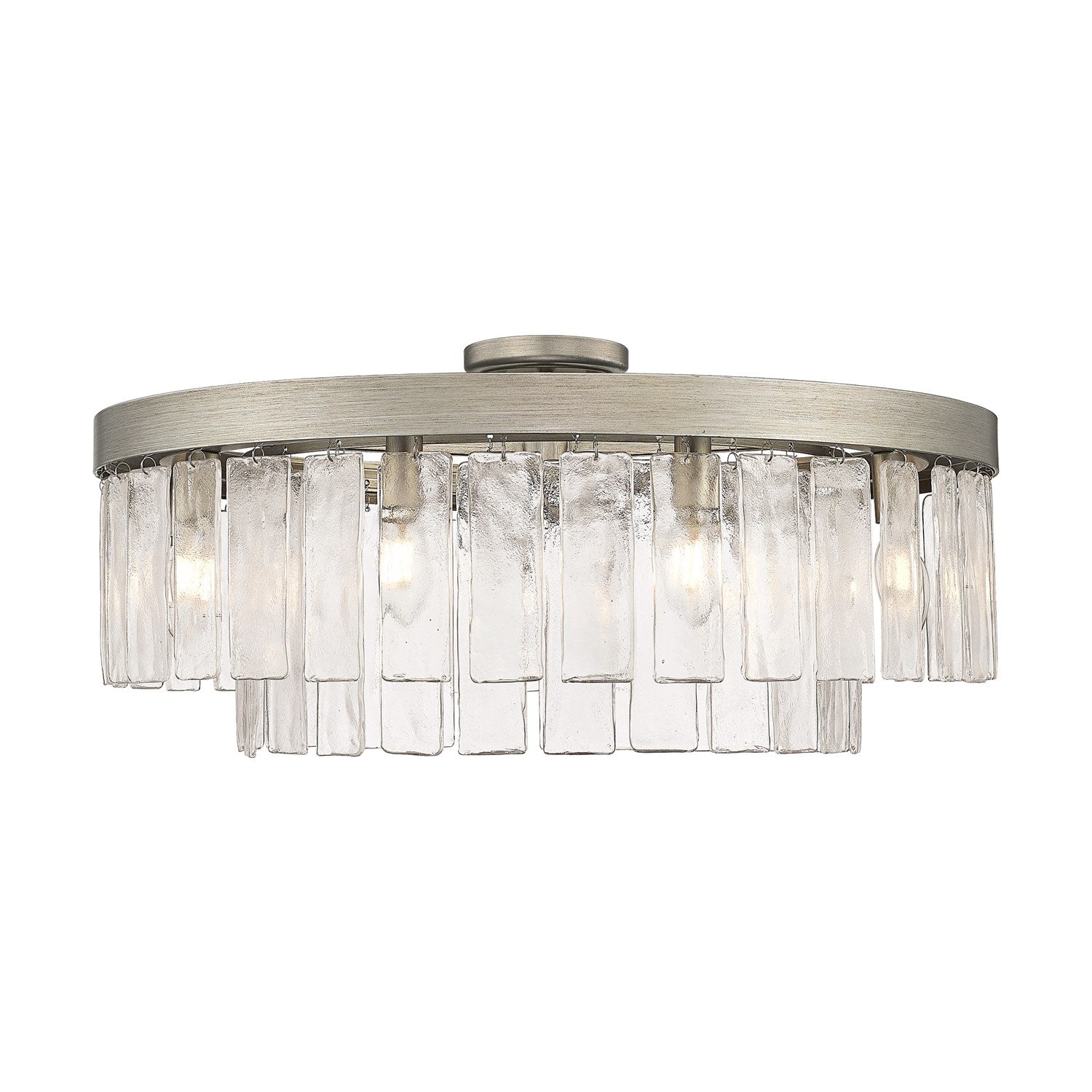 9-Light Semi-Flush In Peruvian Silver With Hammered Water Glass by Golden