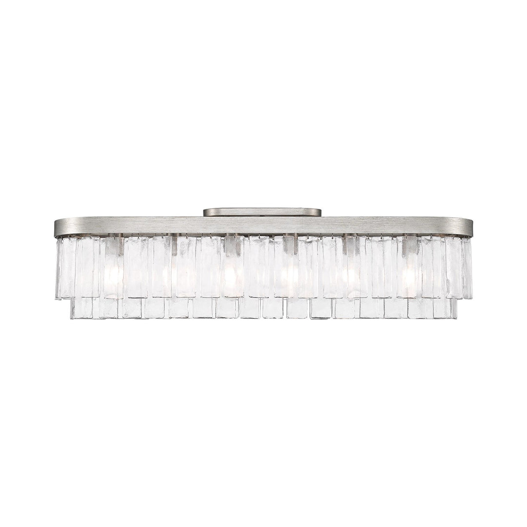 6-Light Flush Mount In Peruvian Silver With Hammered Water Glass by Golden