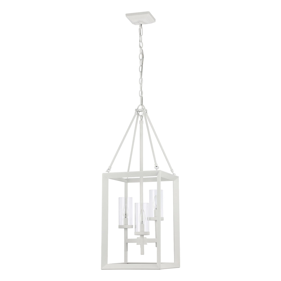 3-Light Pendant In Natural White With Clear Glass by Golden