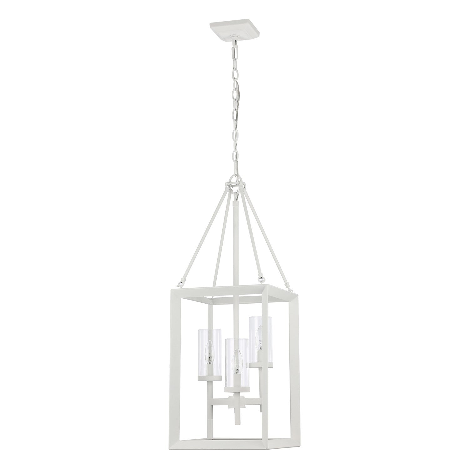 3-Light Pendant In Natural White With Clear Glass by Golden