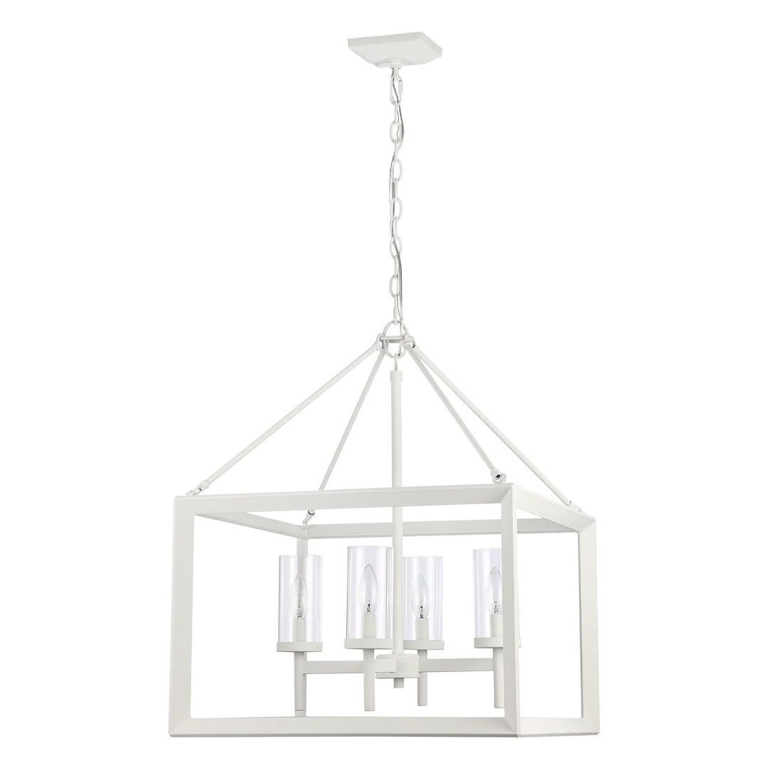 4-Light Chandelier In Natural White With Clear Glass by Golden