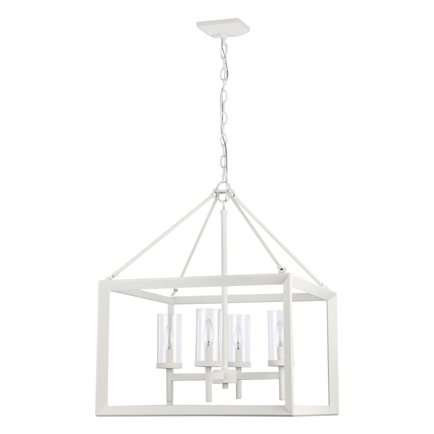 4-Light Chandelier In Natural White With Clear Glass by Golden