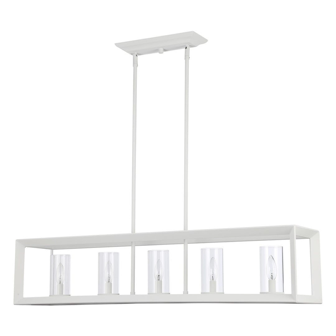 5-Light Linear Pendant In Natural White With Clear Glass by Golden