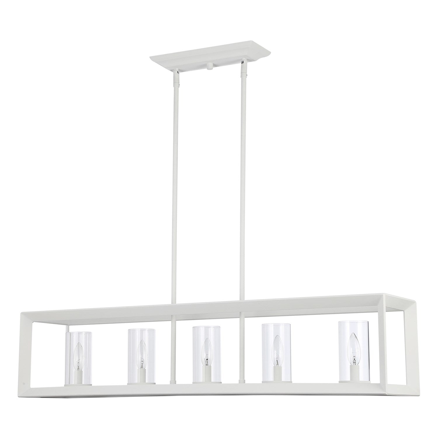 5-Light Linear Pendant In Natural White With Clear Glass by Golden