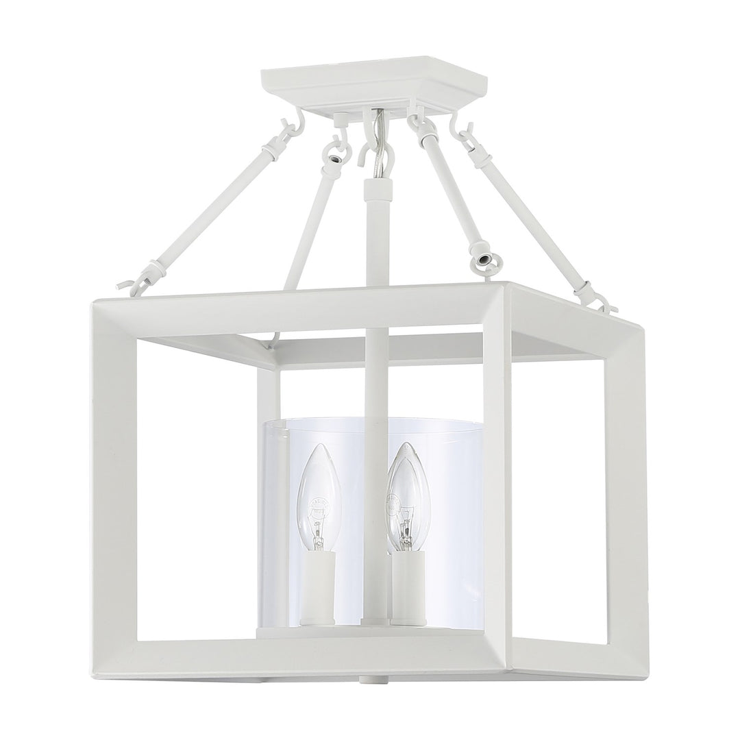 3-Light Semi-Flush In Natural White With Clear Glass by Golden