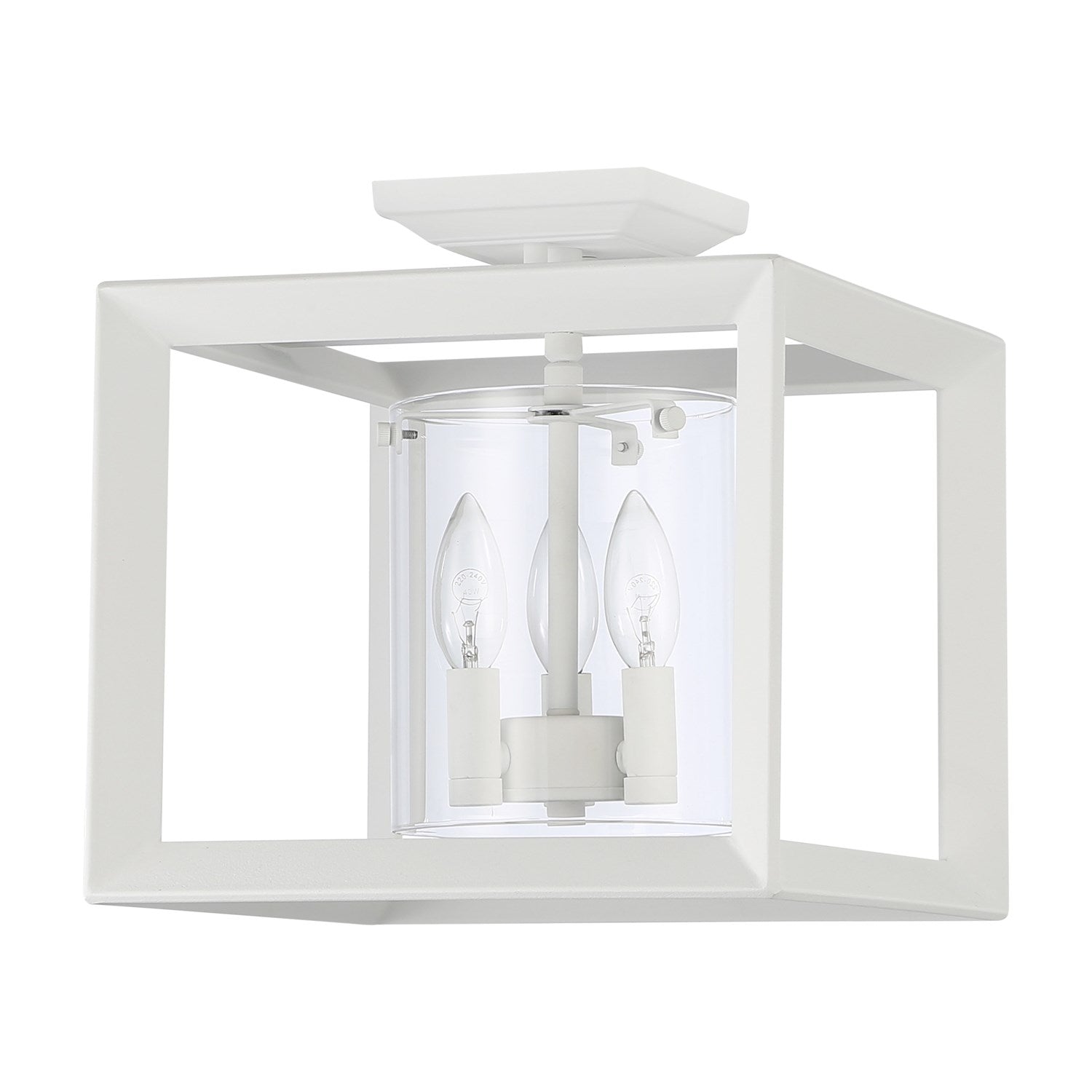 3-Light Semi-Flush In Natural White With Clear Glass by Golden