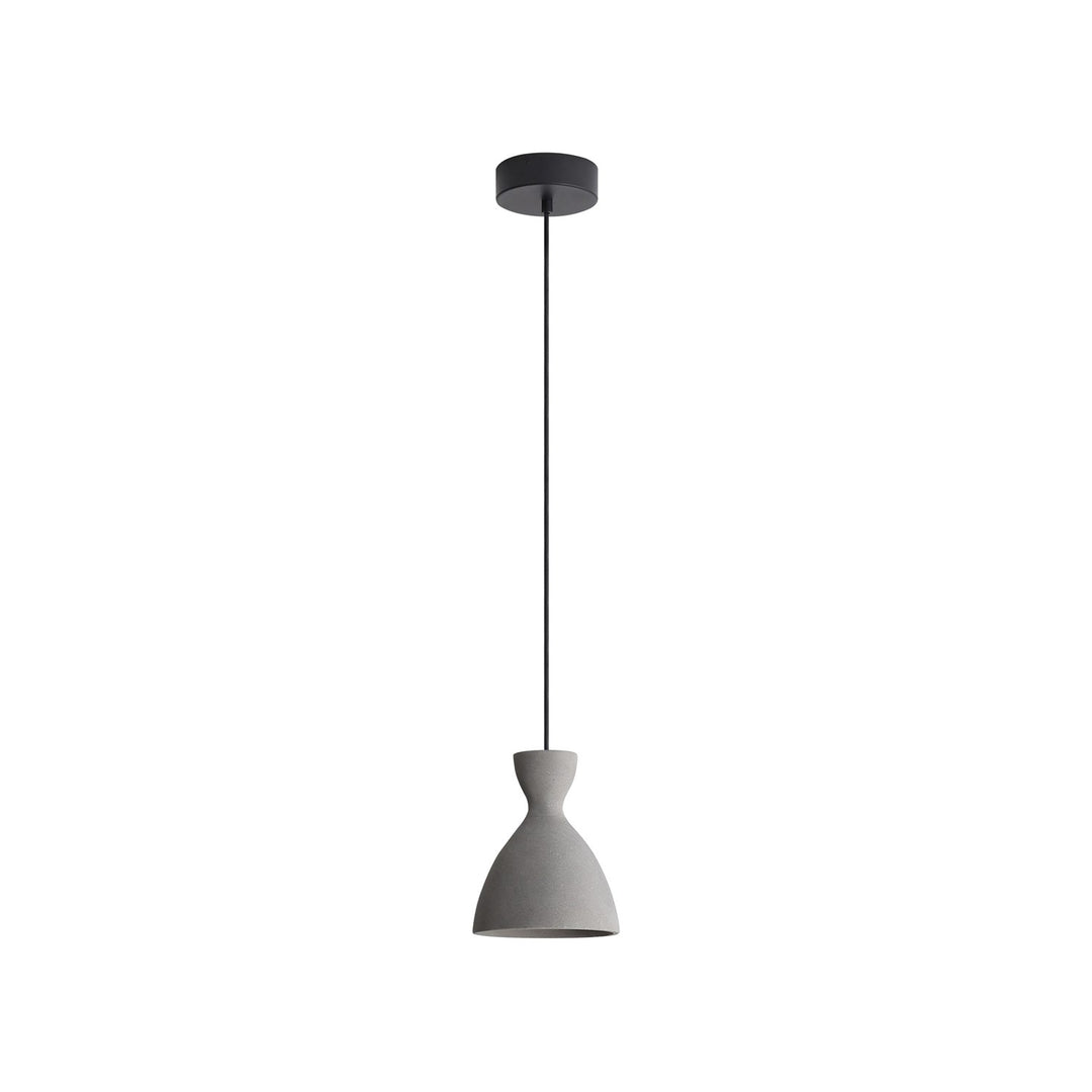 7" Led Pendant In Grey Cement by Golden