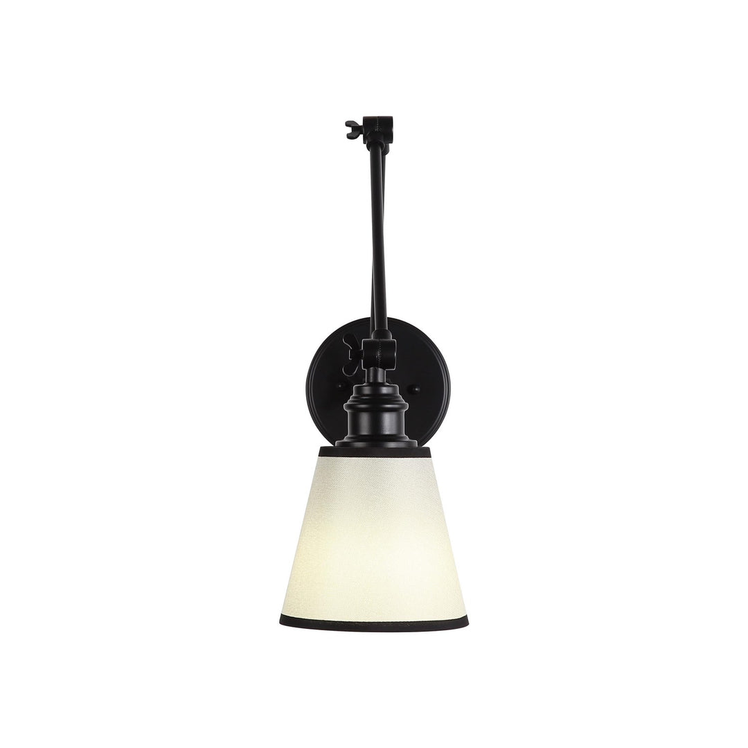 1-Light Articulating Wall Sconce In Matte Black With Matte Black Shade by Golden