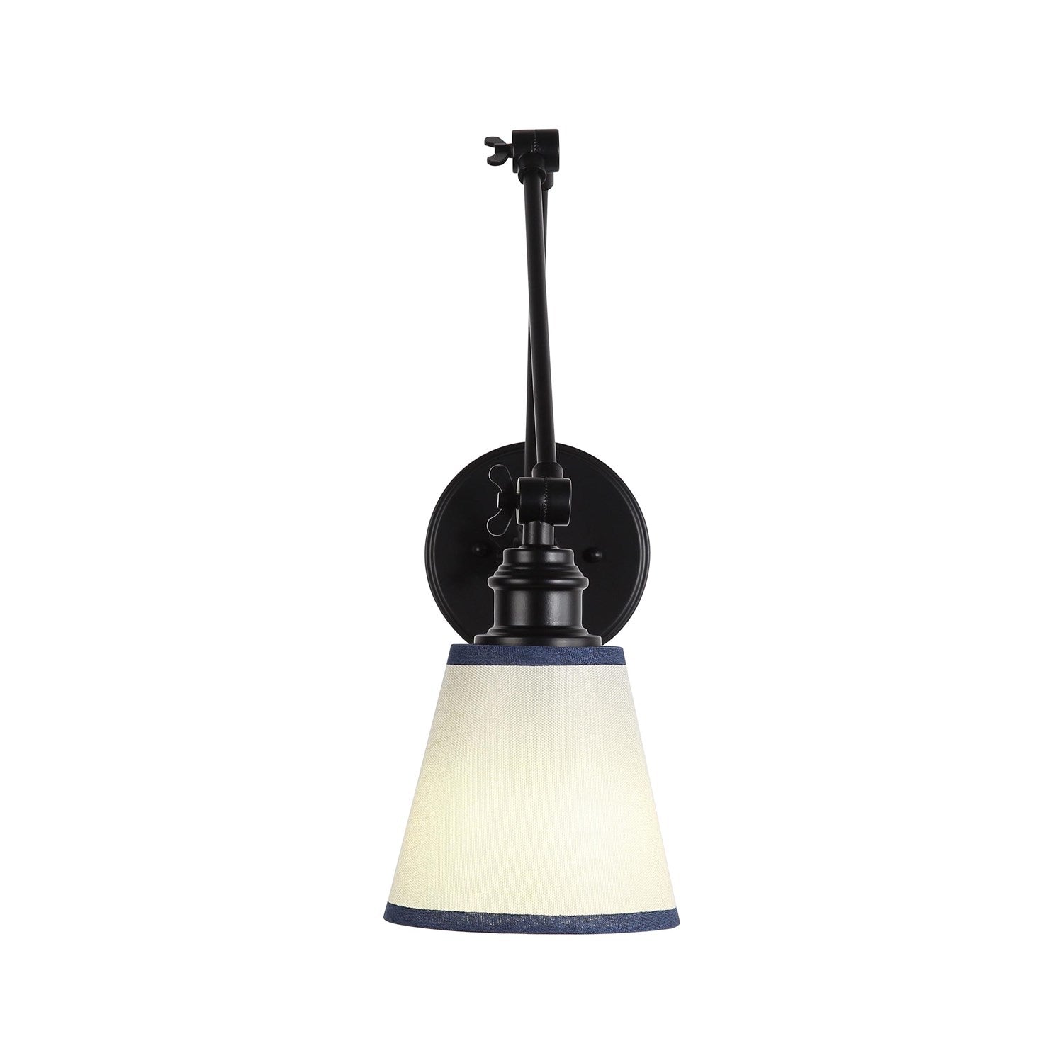 1-Light Articulating Wall Sconce In Matte Black With Blue Shade by Golden
