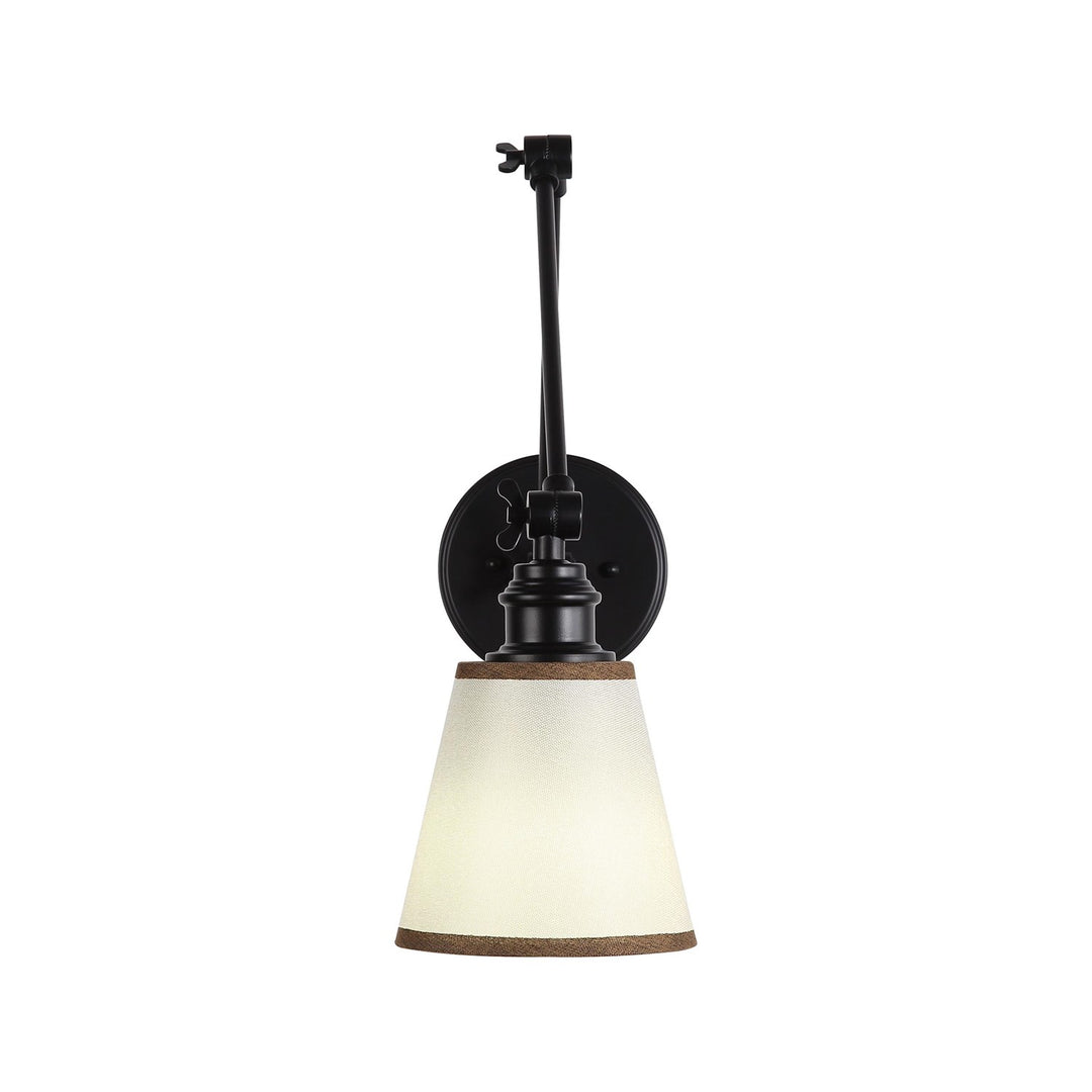 1-Light Articulating Wall Sconce In Matte Black With Brown Shade by Golden