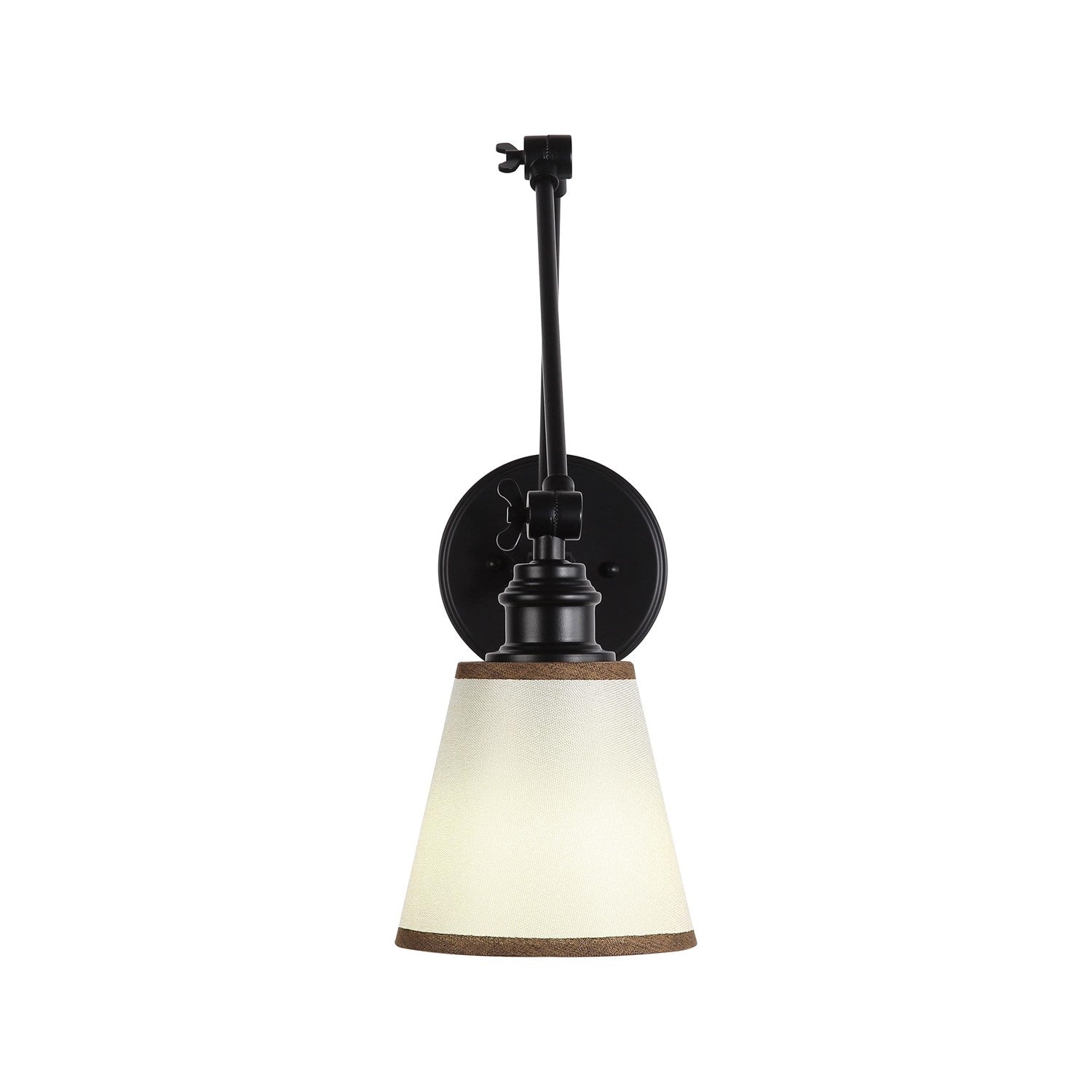1-Light Articulating Wall Sconce In Matte Black With Brown Shade by Golden