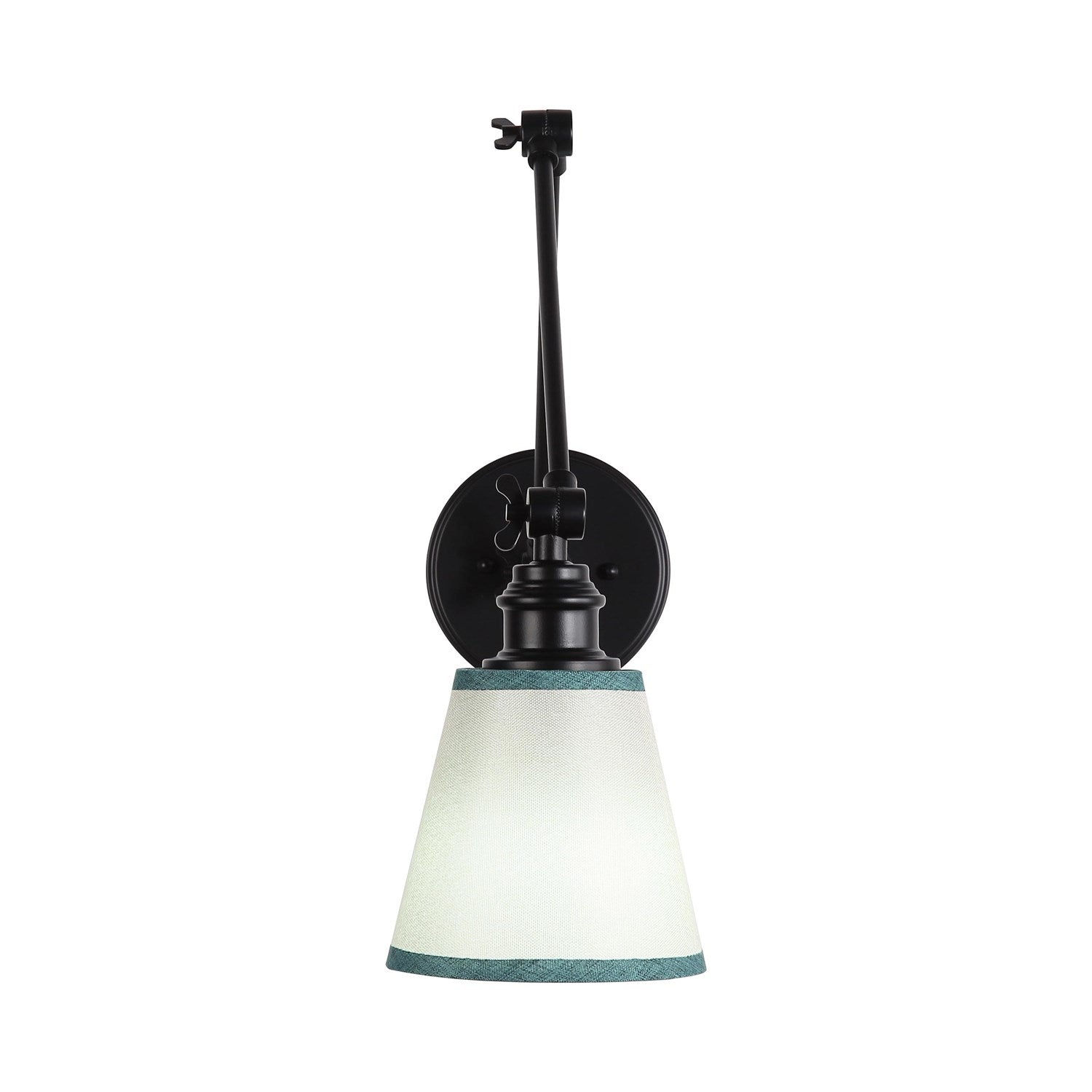 1-Light Articulating Wall Sconce In Matte Black With Matte Green Shade by Golden