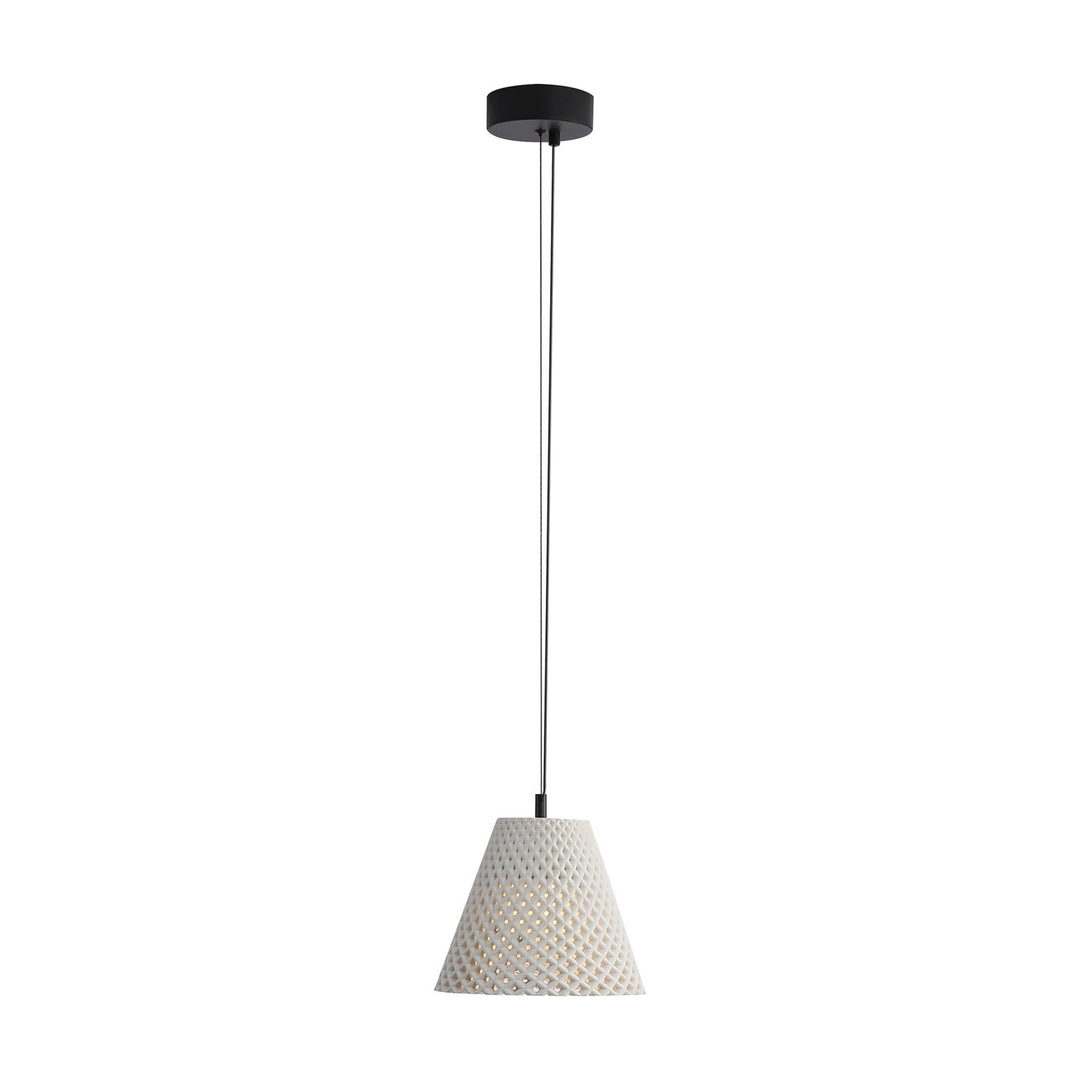 10" Led Pendant In White Sandstone Cement by Golden
