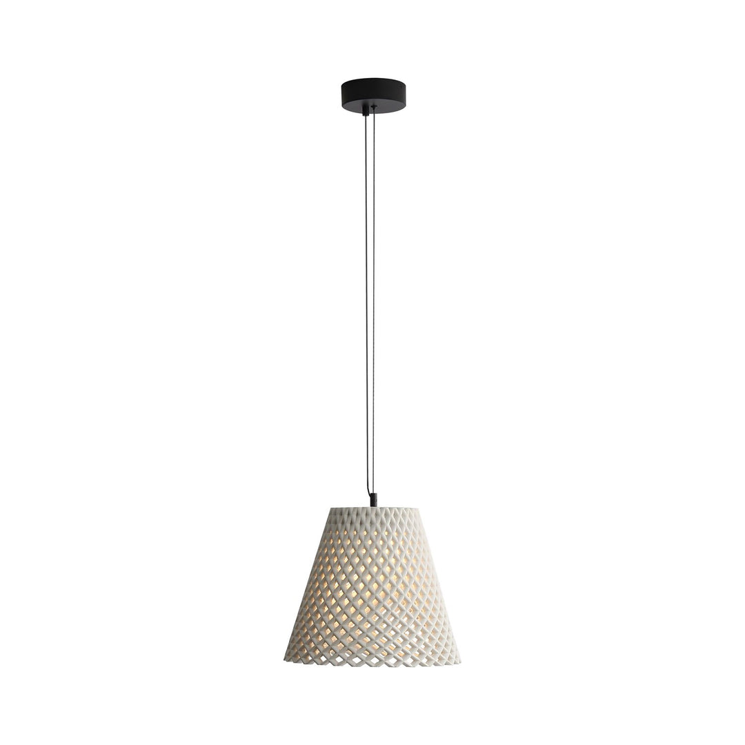 14" Led Pendant In White Sandstone Cement by Golden
