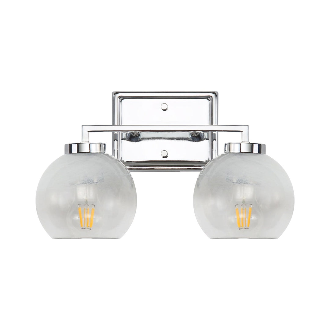 2-Light Vanity Light In Chrome With Alabaster Shade by Golden