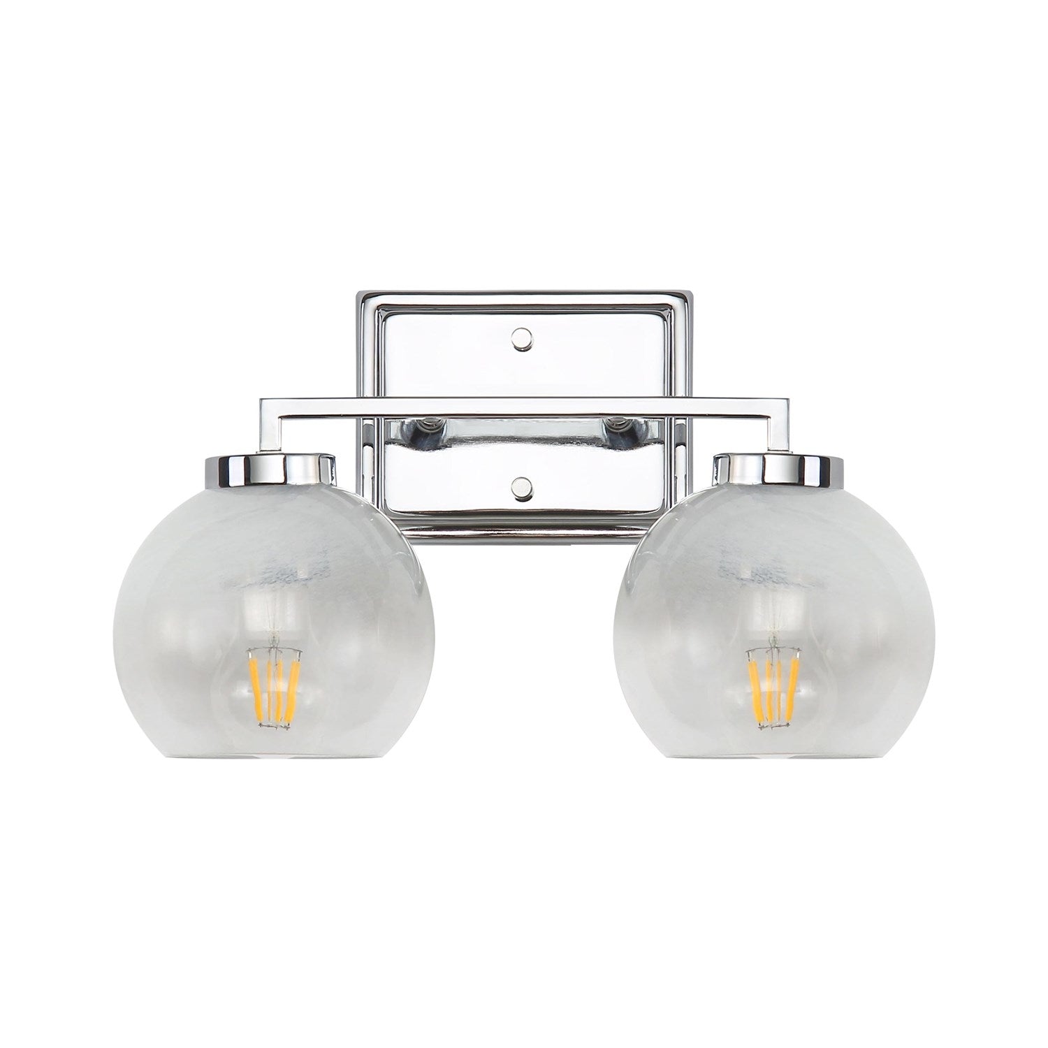 2-Light Vanity Light In Chrome With Alabaster Shade by Golden