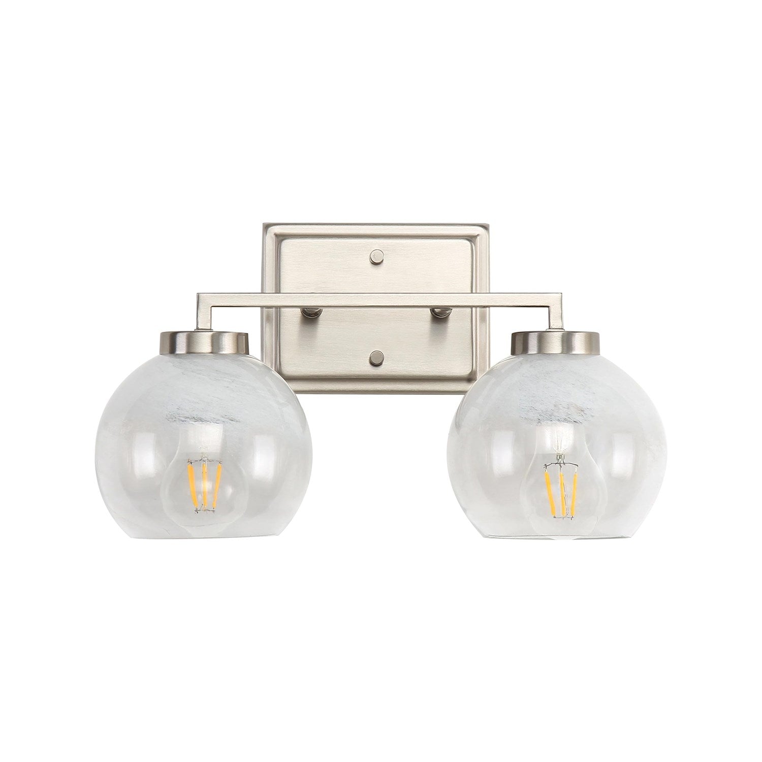 2-Light Vanity Light In Pewter With Alabaster Shade by Golden