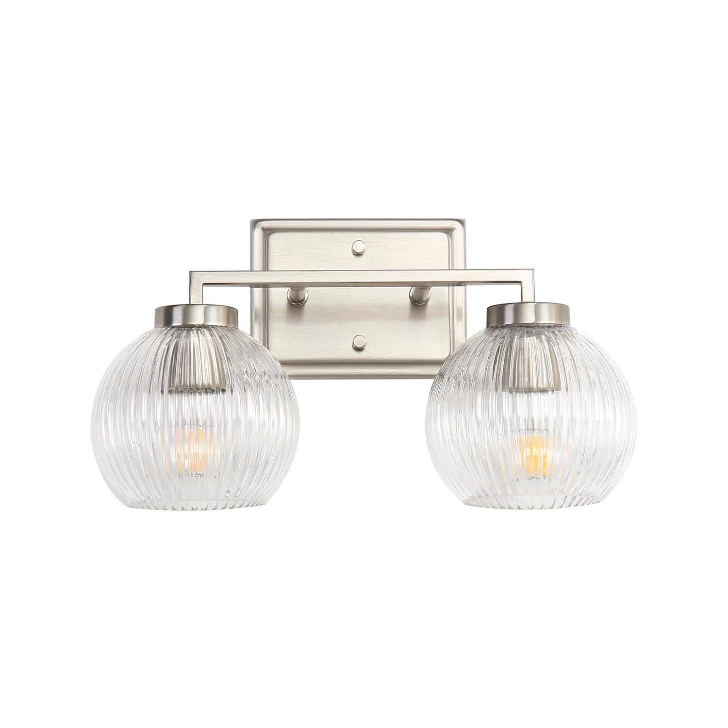2-Light Vanity Light In Pewter With Ribbed Clear Shade by Golden