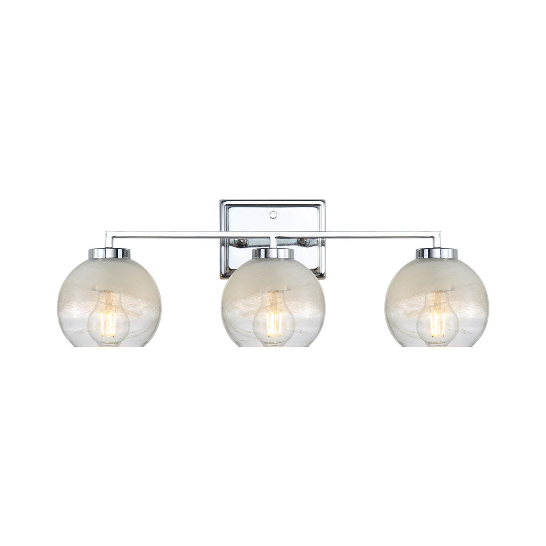 3-Light Vanity Light In Chrome With Alabaster Shade by Golden