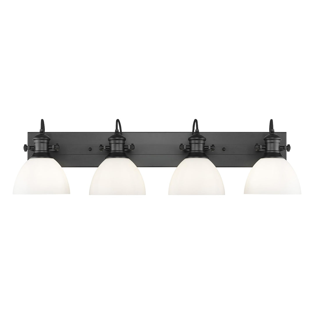 4-Light Vanity Light In Matte Black With Opal Glass by Golden