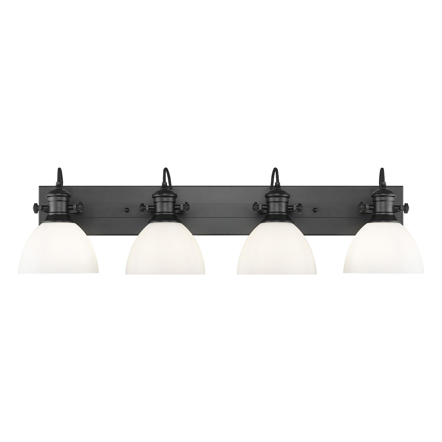 4-Light Vanity Light In Matte Black With Opal Glass by Golden