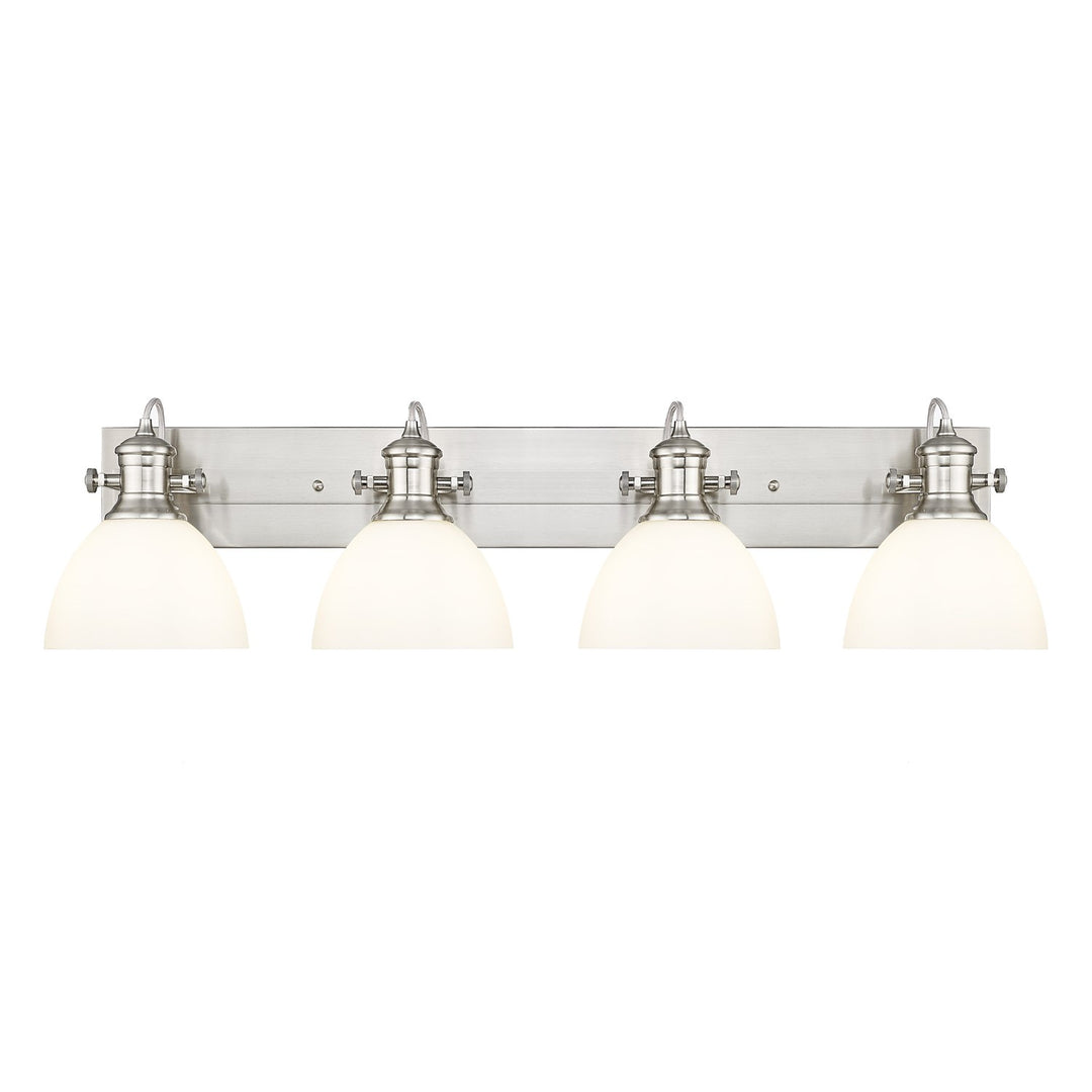 4-Light Vanity Light In Pewter With Opal Glass by Golden