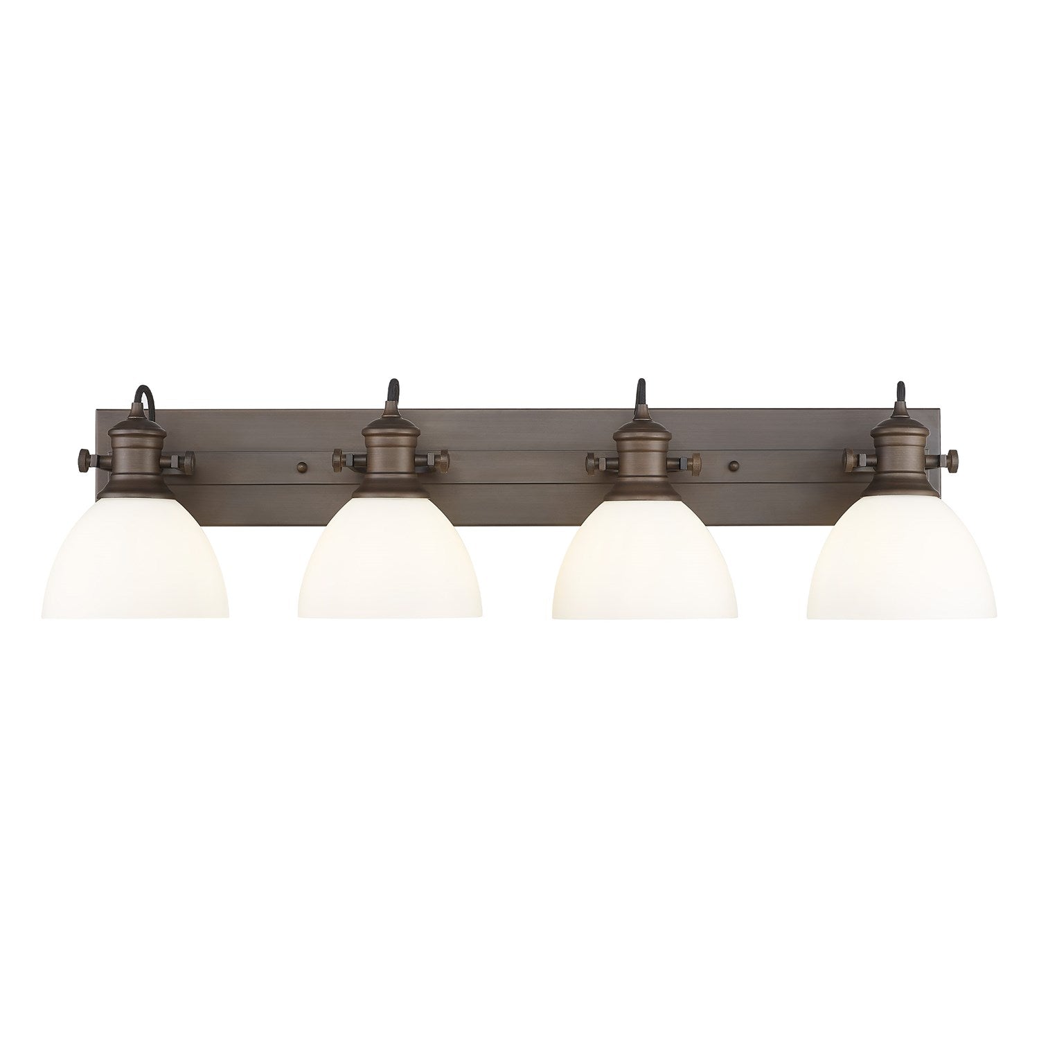 4-Light Vanity Light In Rubbed Bronze With Opal Glass by Golden