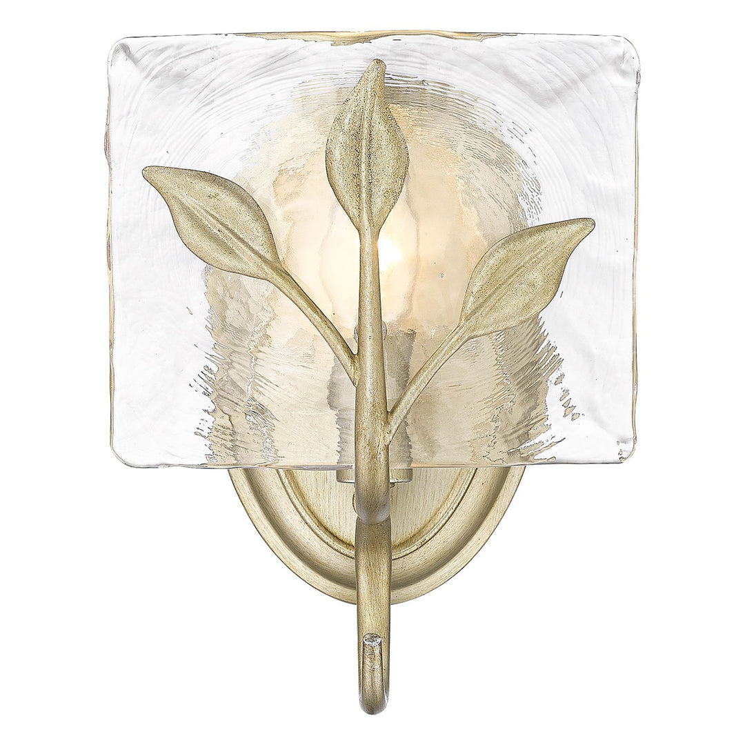 1-Light Vanity Light In White Gold With Hammered Water Glass by Golden