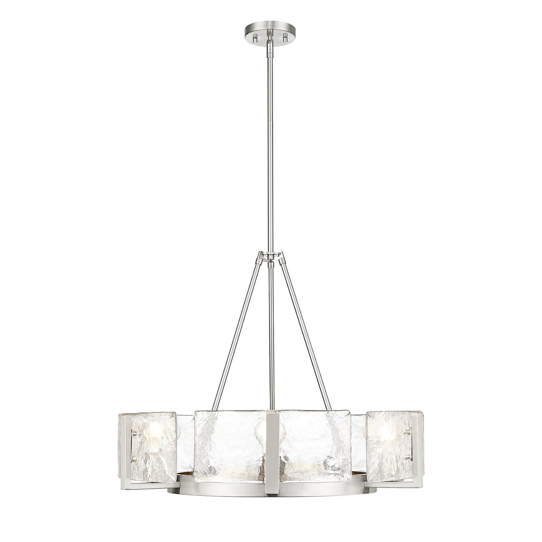 6-Light Chandelier In Pewter With Hammered Water Glass by Golden