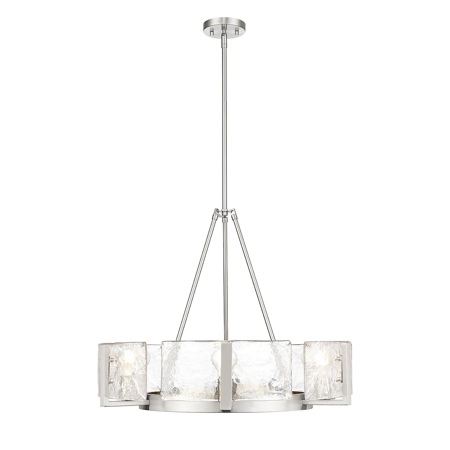 6-Light Chandelier In Pewter With Hammered Water Glass by Golden